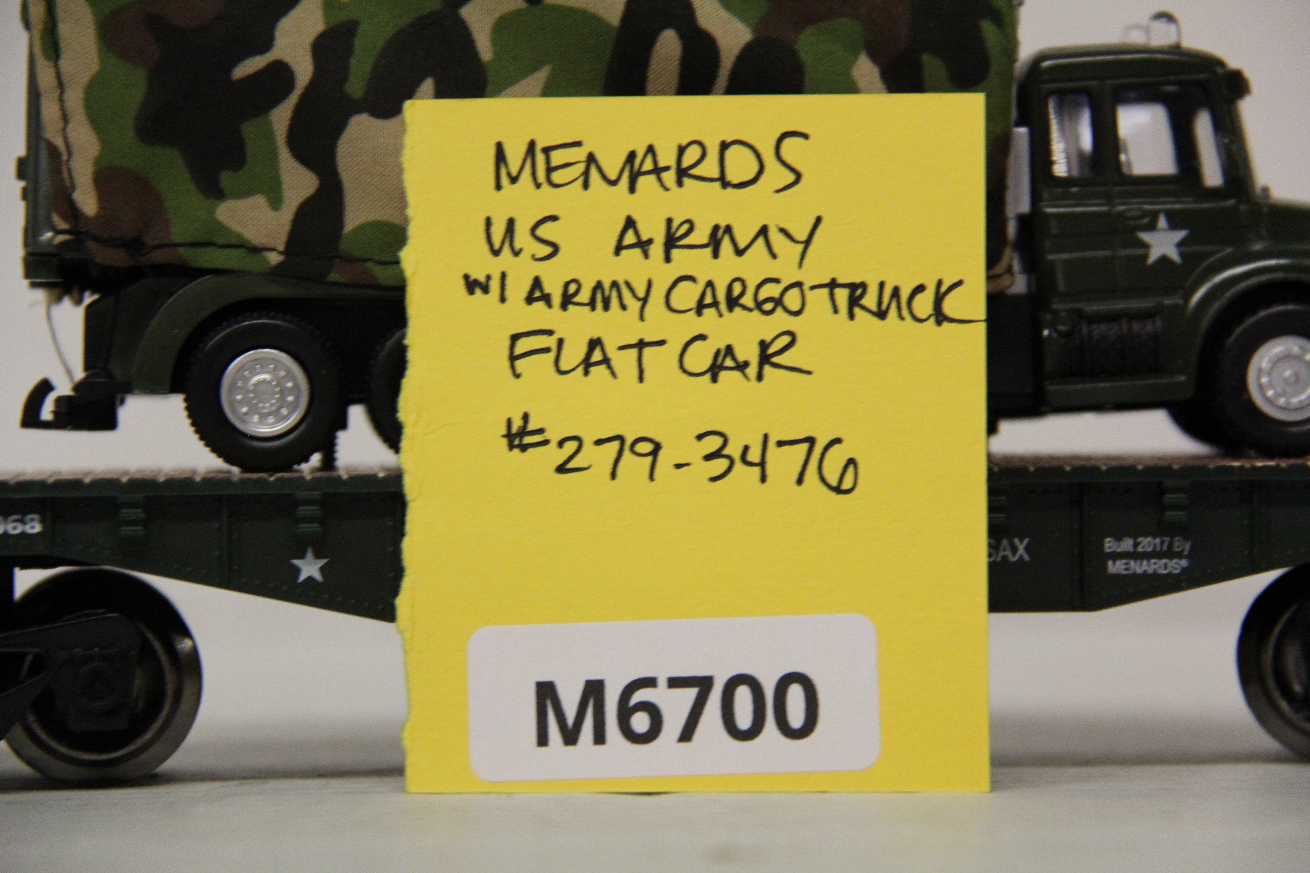 Menards #279-3476 US Army w/ Army Cargo Truck Flat Car-Second hand-M6700