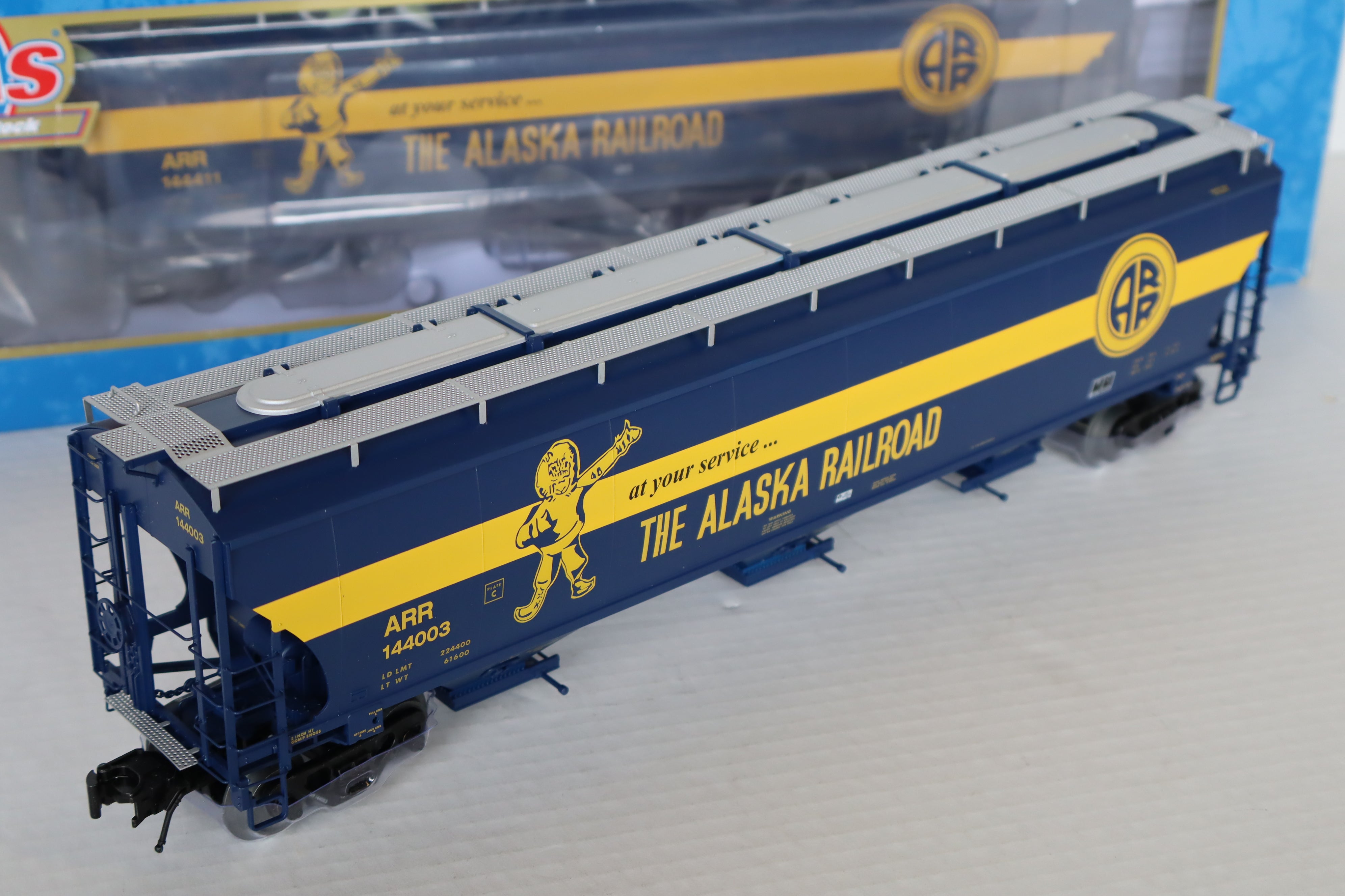 Atlas #3001134-1 & 3001134-3 Alaska Railroad Trinity 5161 Covered Hopper 2 Set-Second hand-M8161