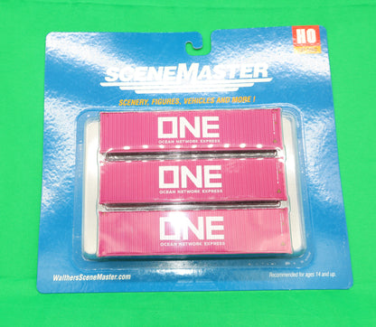 Walthers HO 949-18254 - SceneMaster - 40' Hi Cube Corrugated Container "ONE" (3 Pack)