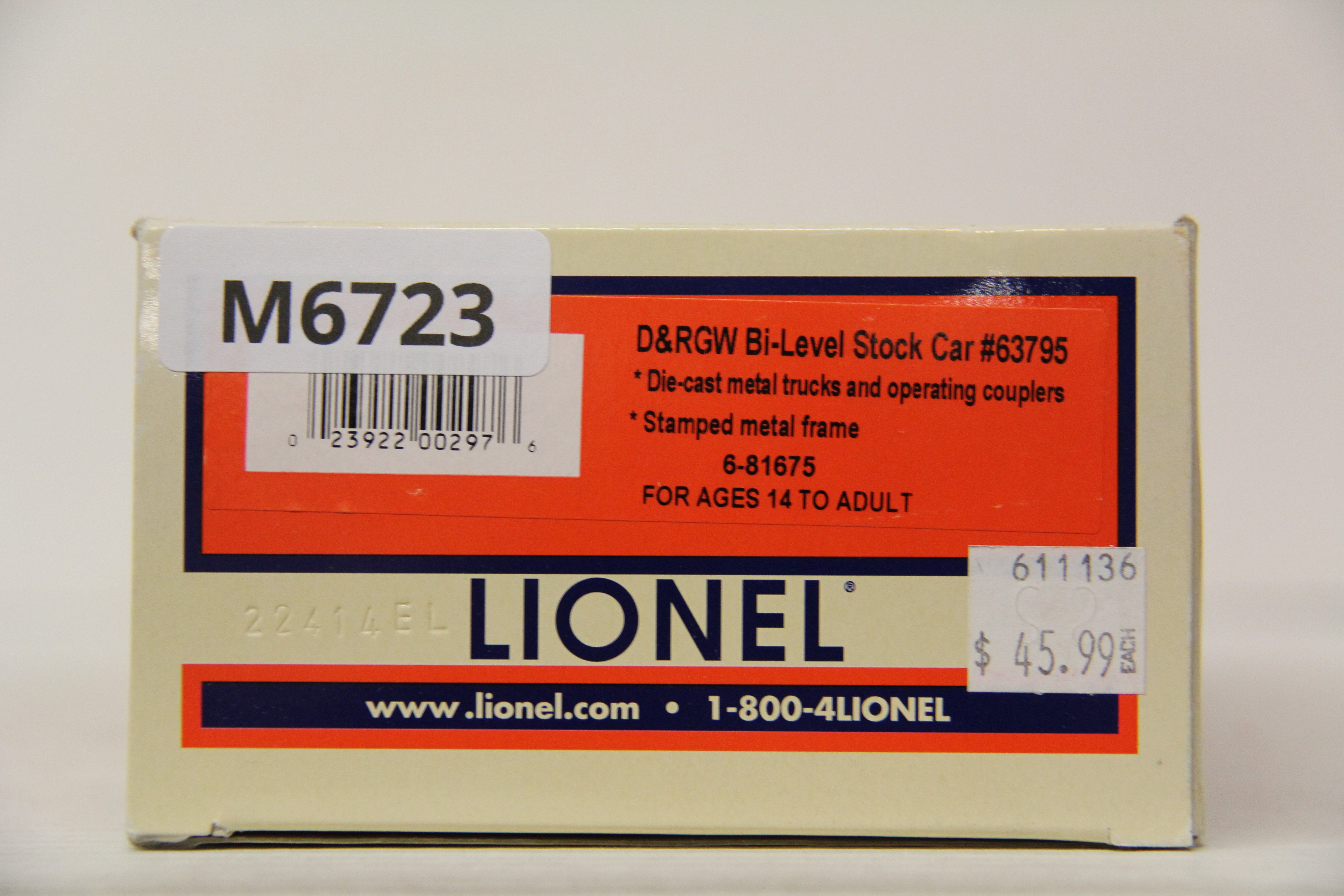 Lionel 6-81675 D&RGW Bi-Level Stock Car #63795-Second hand-M6723