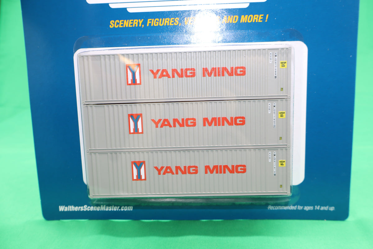 Walthers HO 949-18205 - SceneMaster - 40' Hi Cube Corrugated Container "Yang Ming" w/ Flat Roof (3 Pack)