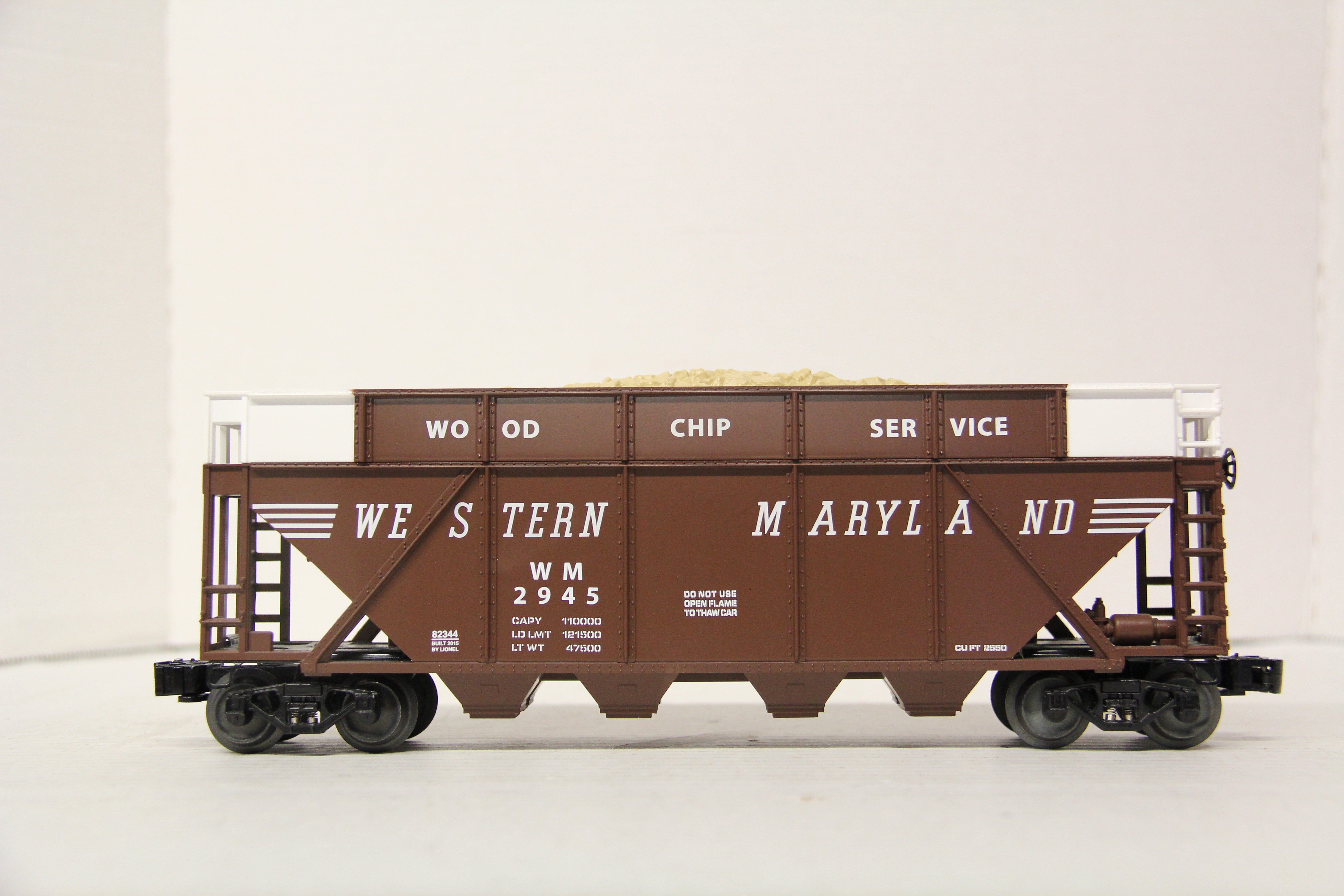 Lionel 6-82344 Western Maryland Woodchip hopper with Load #2945-Second hand-M6724