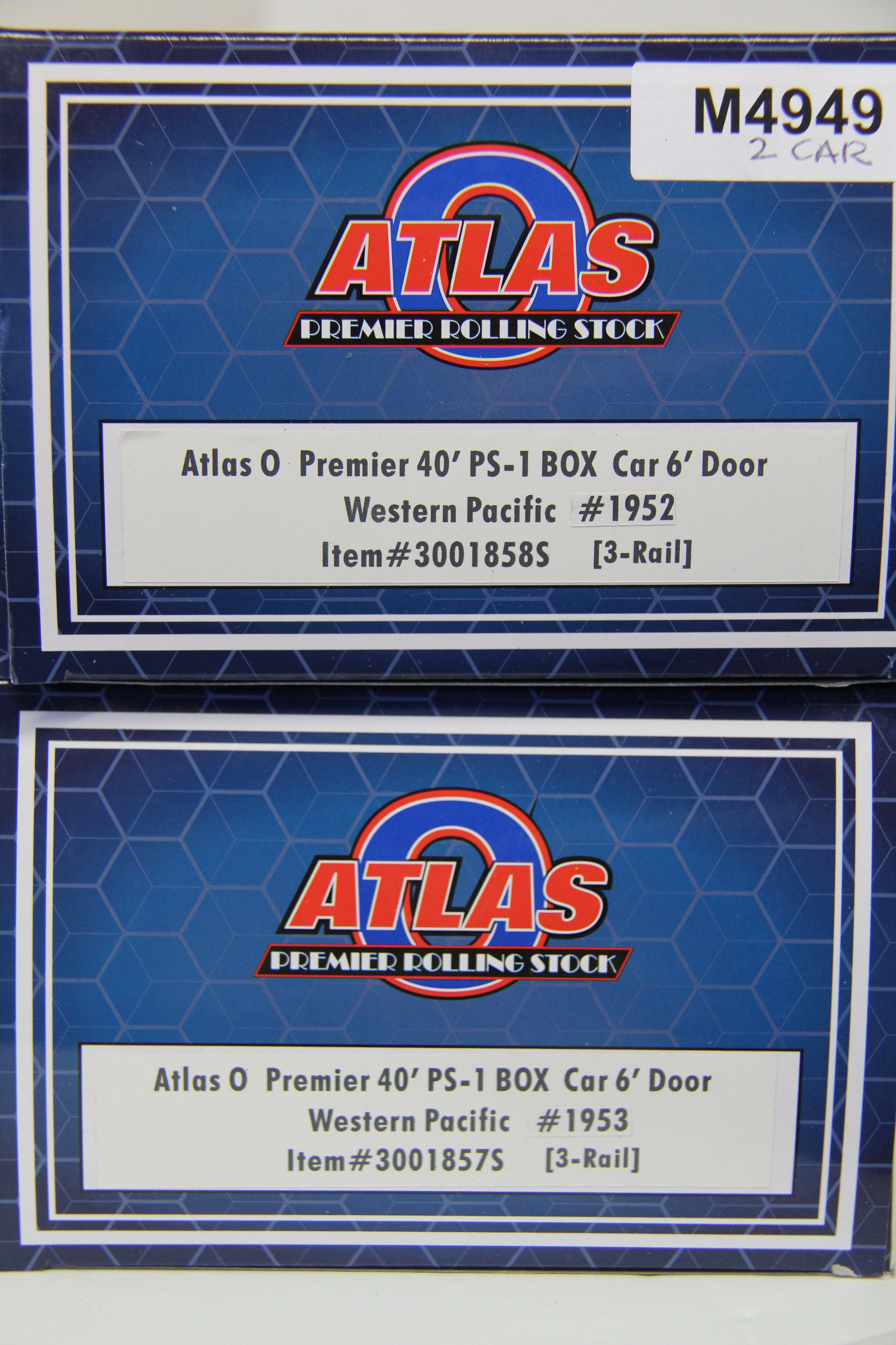 Atlas #3001858S Western Pacific 40' PS-1 Box Car 6' Door-2 Car Set-Second hand-M4949