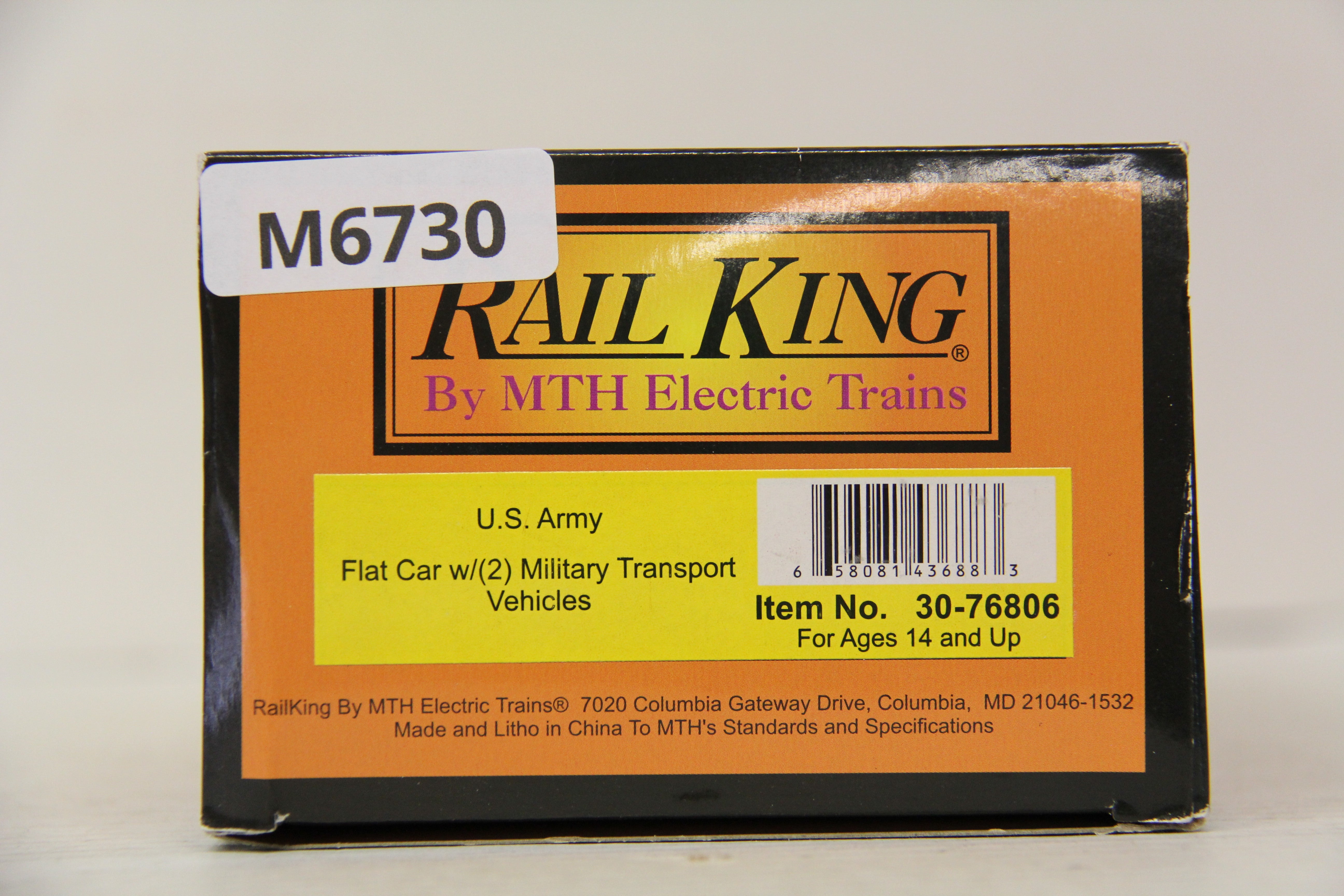 Rail King 30-76806 US Army Flat Car w/ (2) Military Transport Vehicles-Second hand-M6730