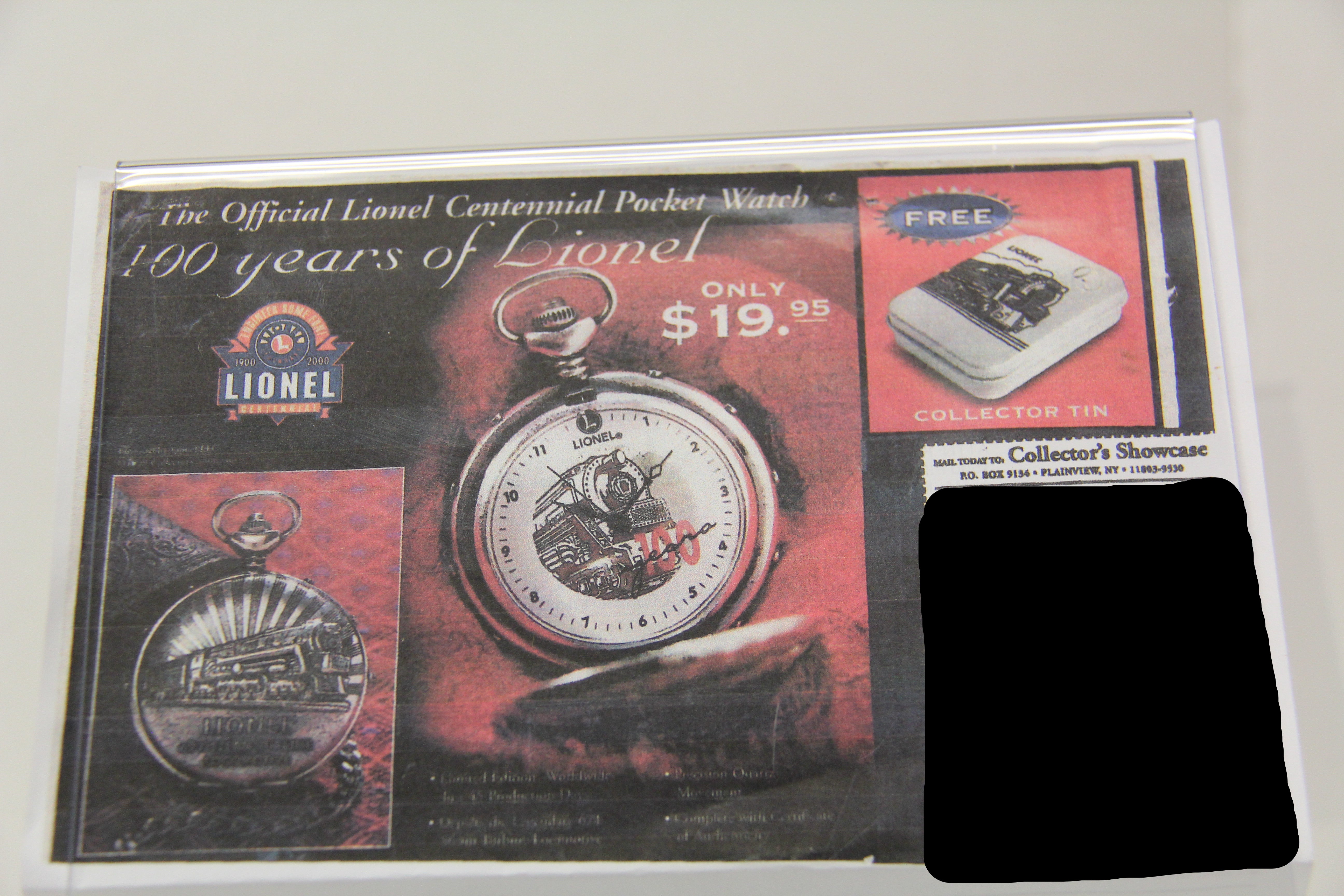 1999 "100 Years of Lionel" Pocket Watch & Collector's Tin -Second hand-M6766