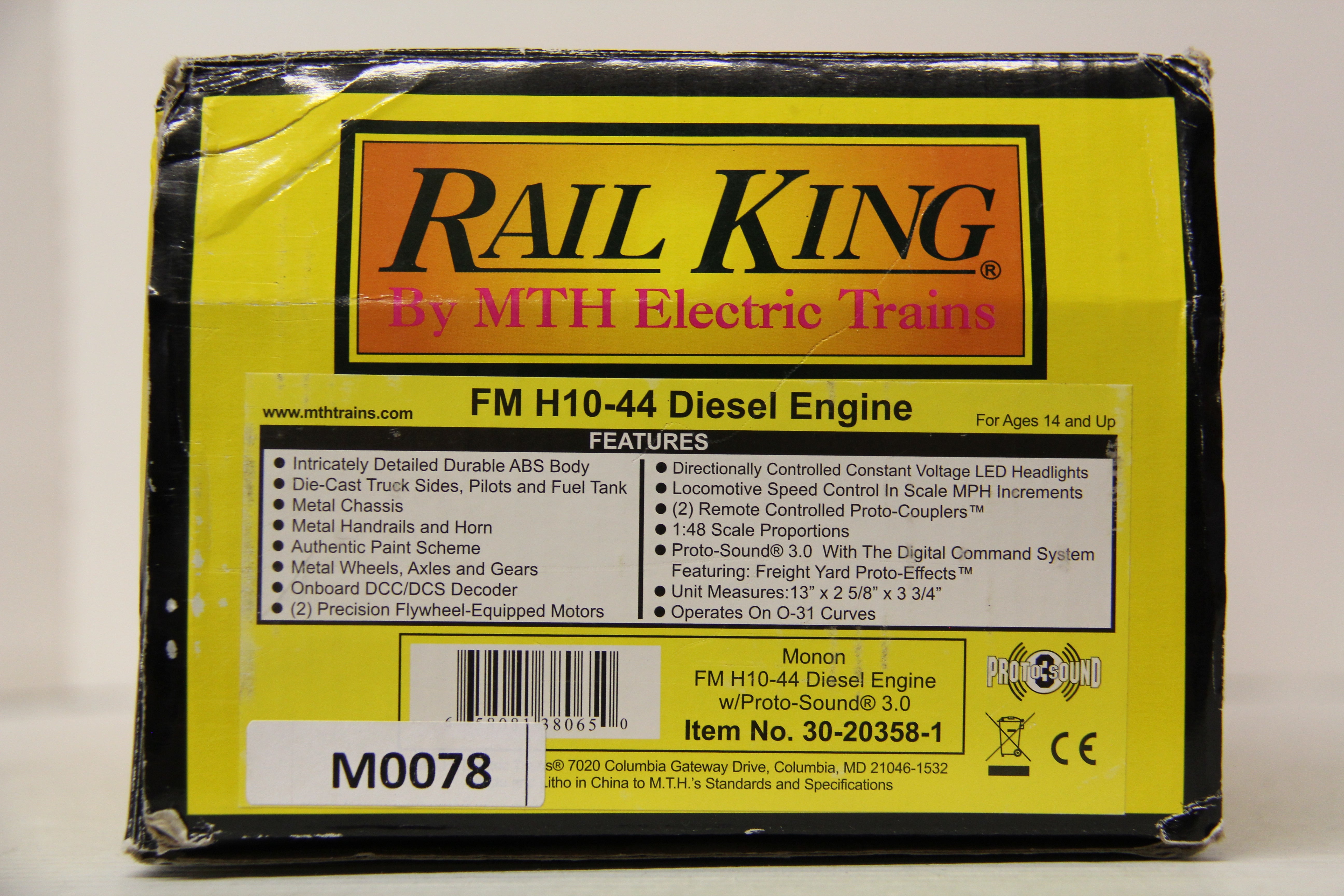 Rail King 30-20358-1 Monon FM H10-44 Diesel Engine #18-Second hand-M078