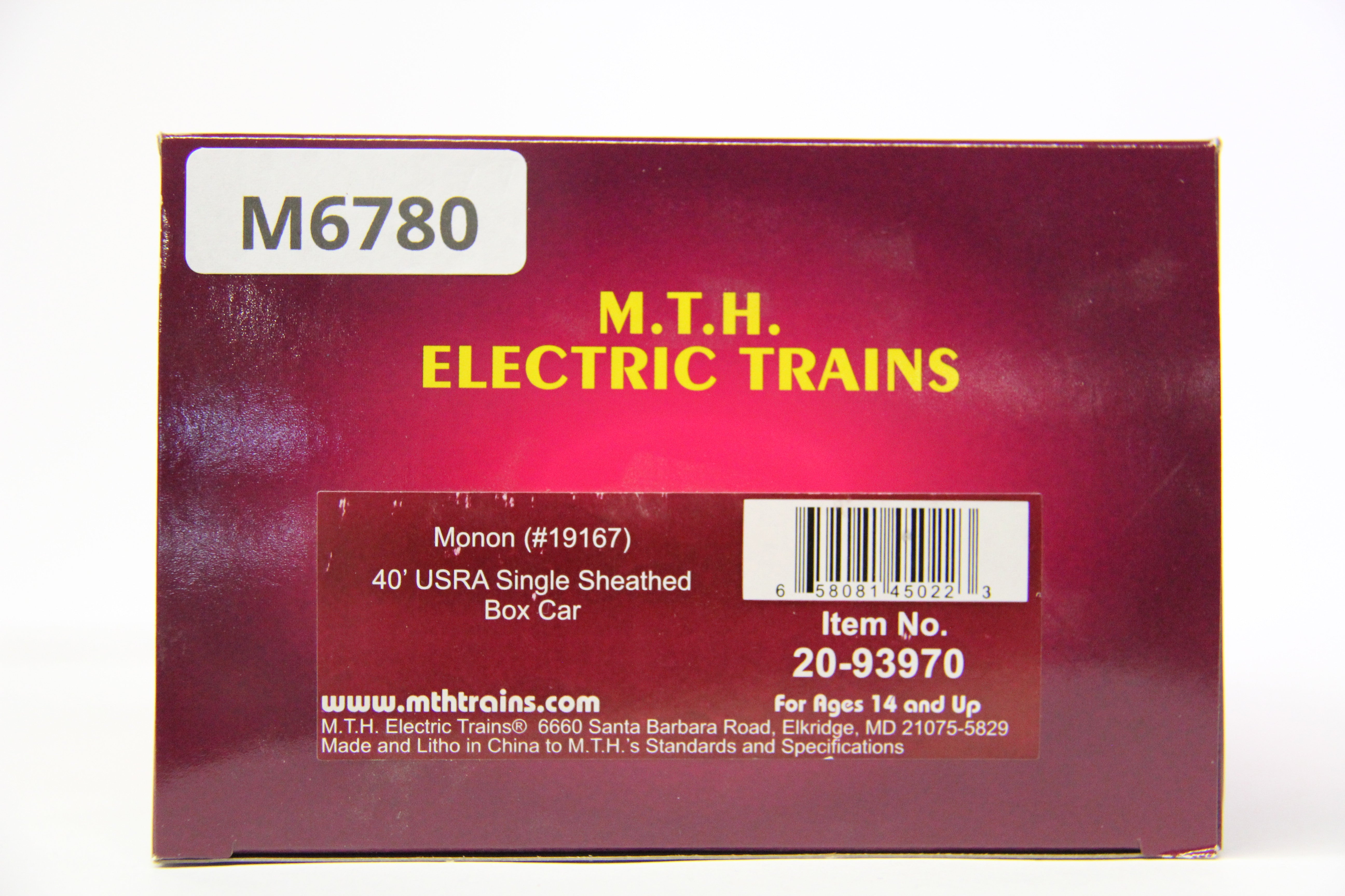 MTH 20-93970 Monon #19167 40' USRA single Sheathed Box Car-Second hand-M6780