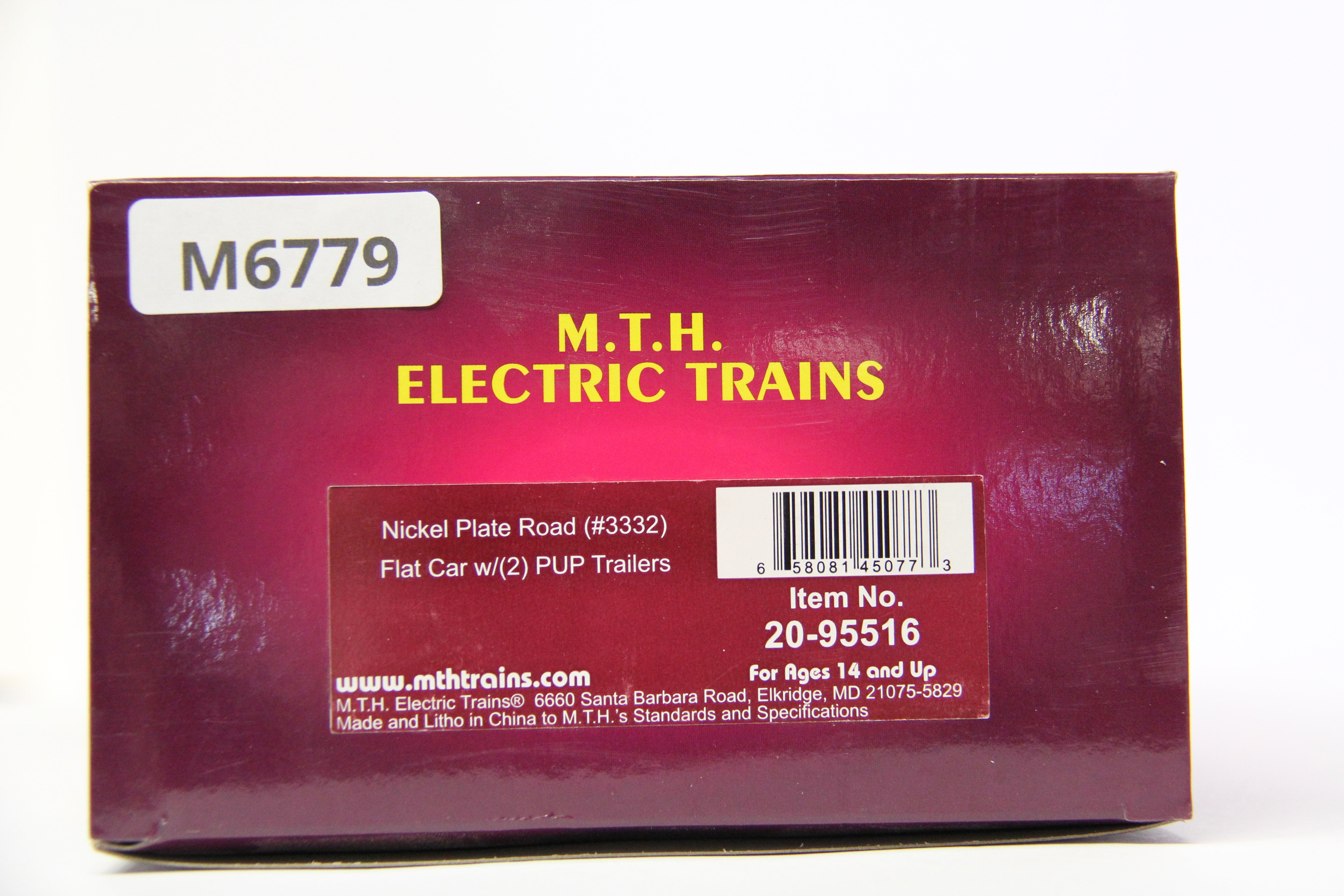 MTH 20-95516 Nickel Plate Road #3332 Flat Car w/ 2 PUP Trailers-Second hand-M6779