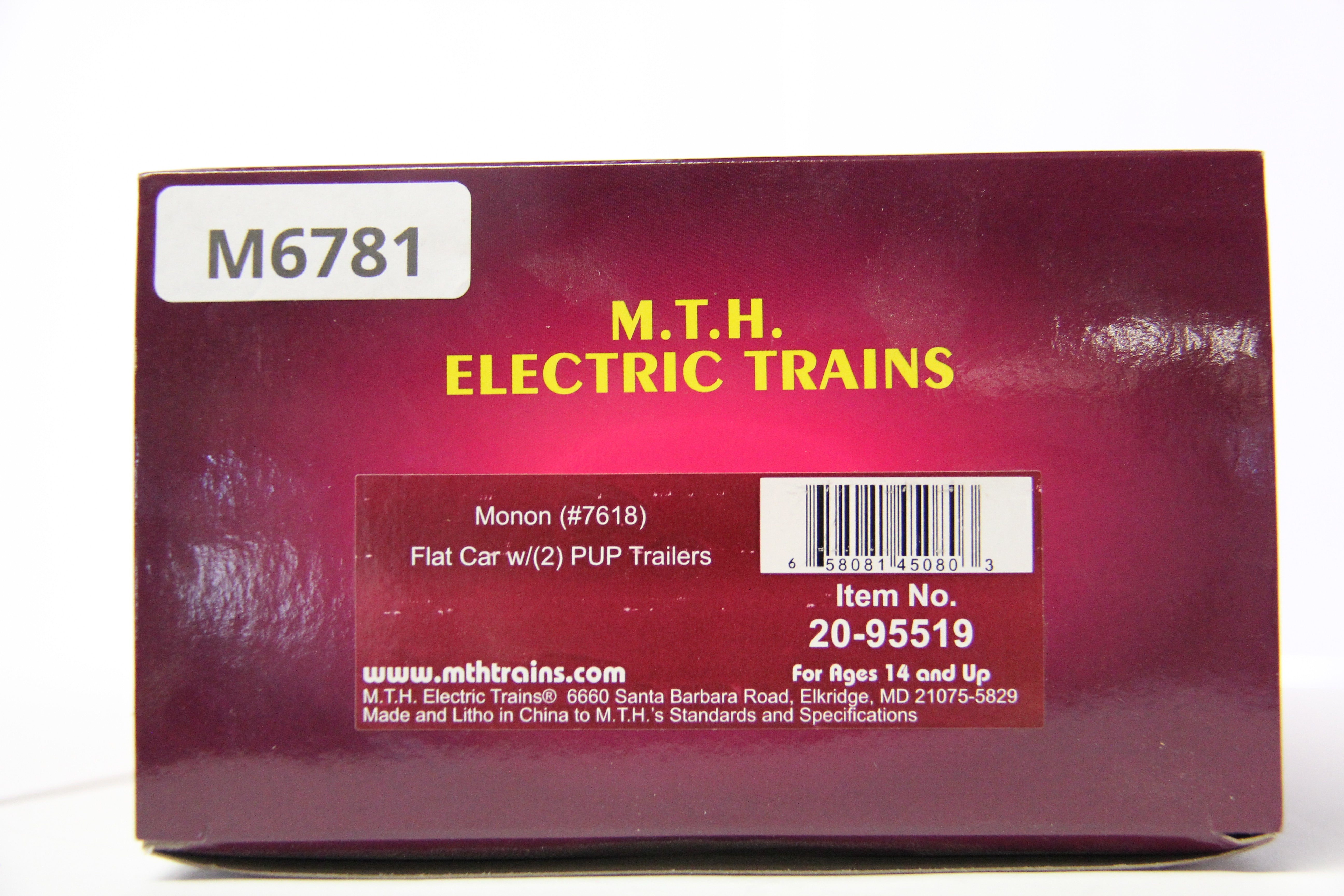 MTH 20-95519 Monon #7618 Flat Car w/ 2 PUP Trailers-Second hand-M6781