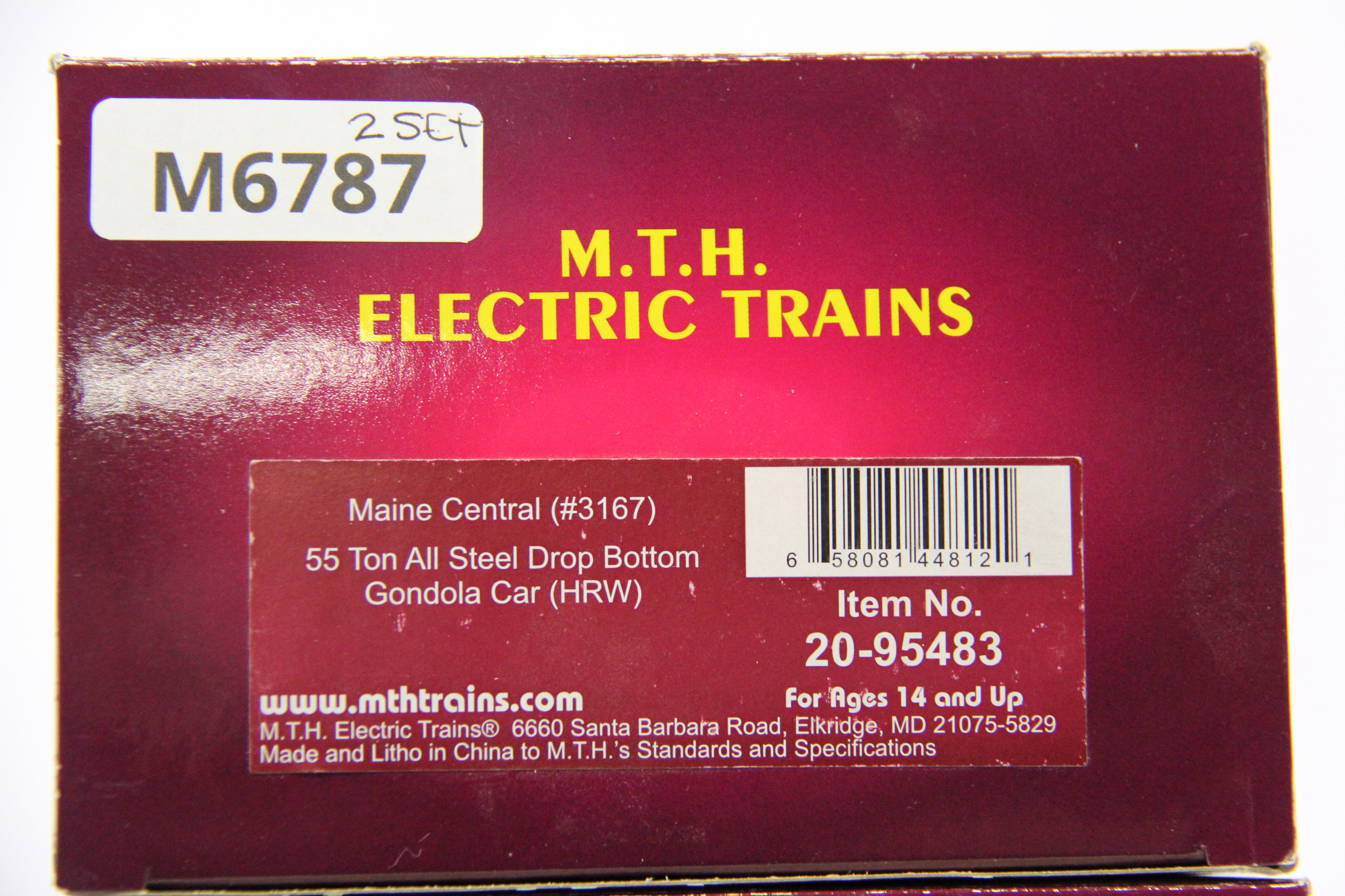 MTH 20-95483 & 20-95484 Maine Central 55 Ton All Steel Drop Bottom Gondola Car (HRW) 2 Set-Second hand-M6787