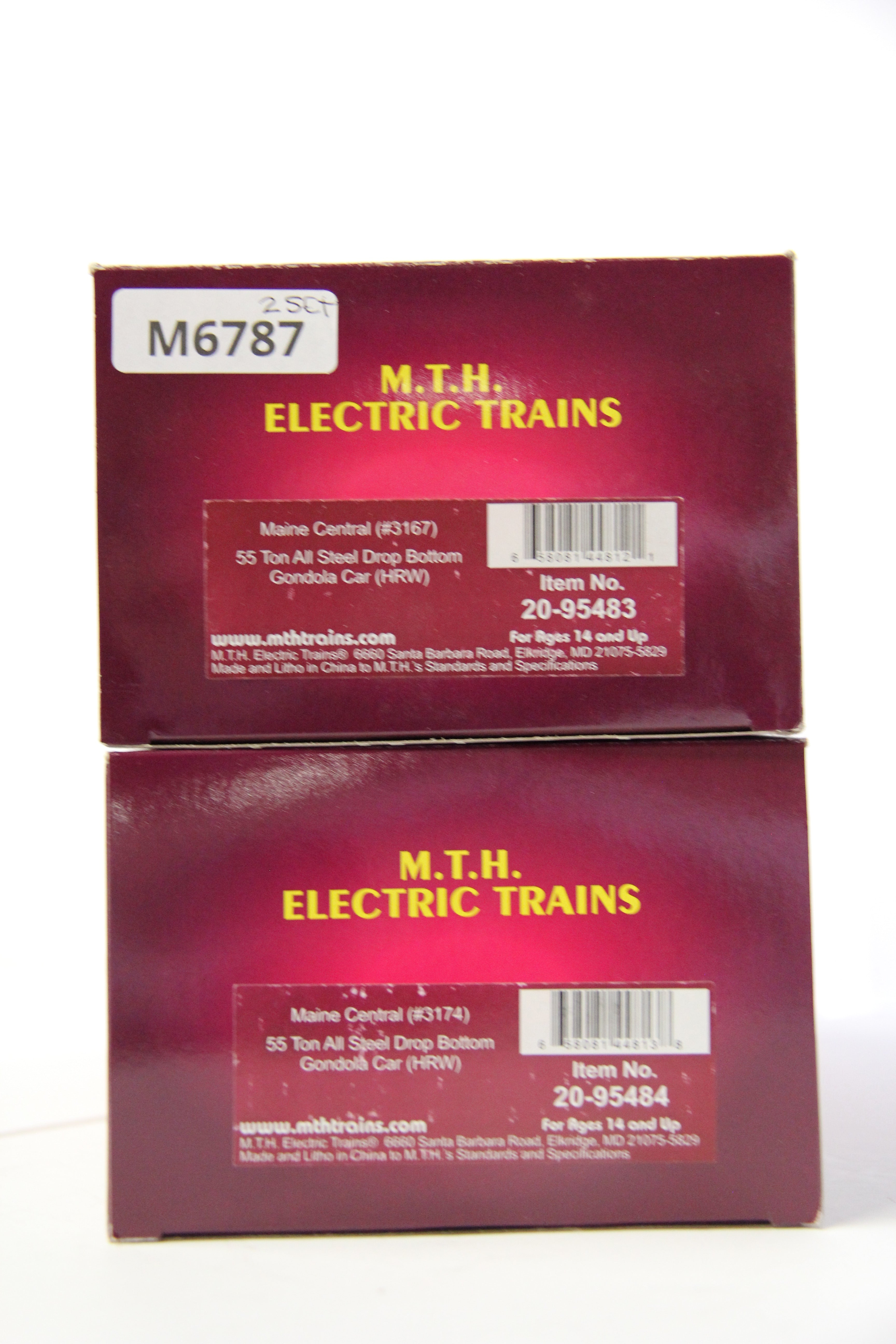 MTH 20-95483 & 20-95484 Maine Central 55 Ton All Steel Drop Bottom Gondola Car (HRW) 2 Set-Second hand-M6787
