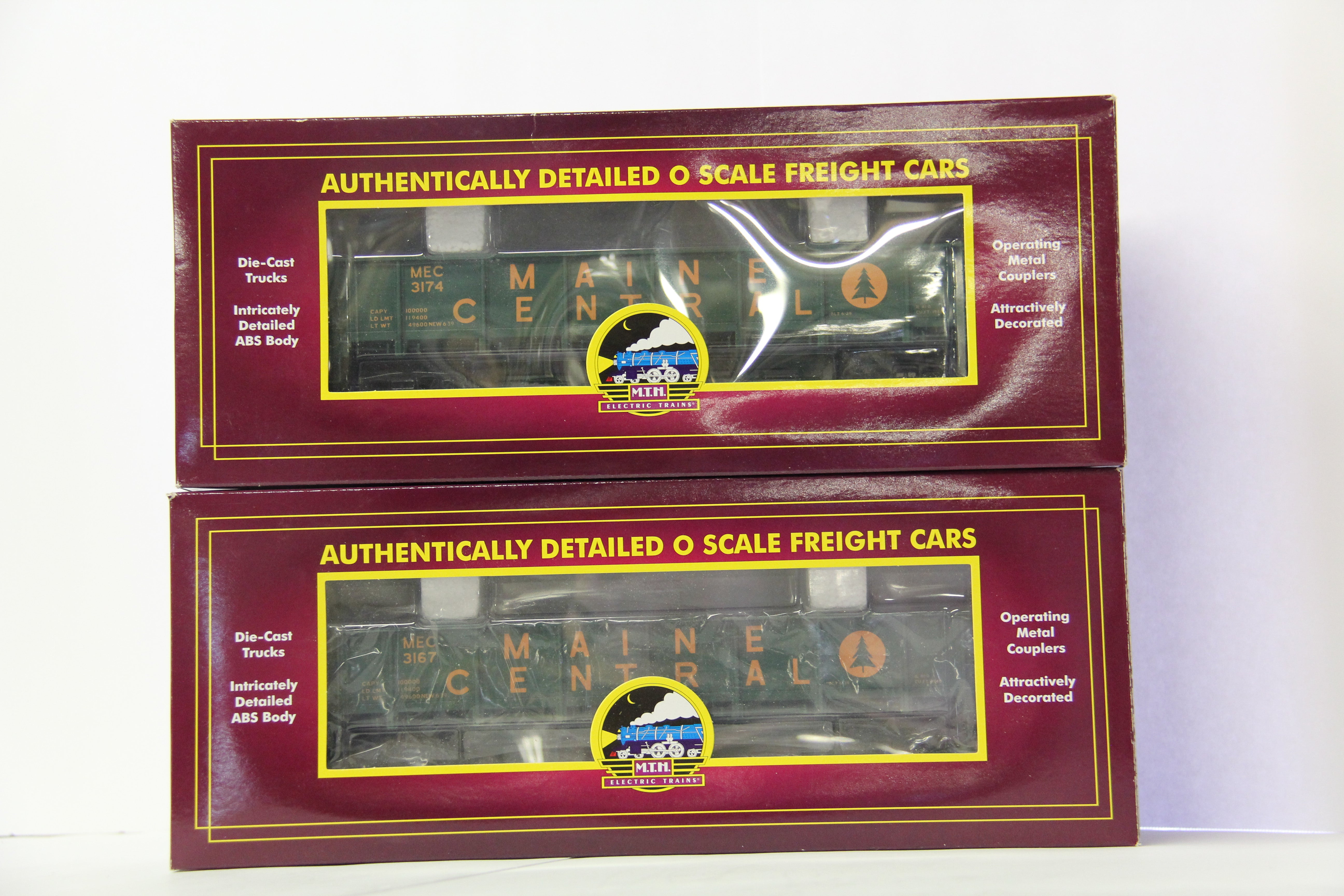 MTH 20-95483 & 20-95484 Maine Central 55 Ton All Steel Drop Bottom Gondola Car (HRW) 2 Set-Second hand-M6787