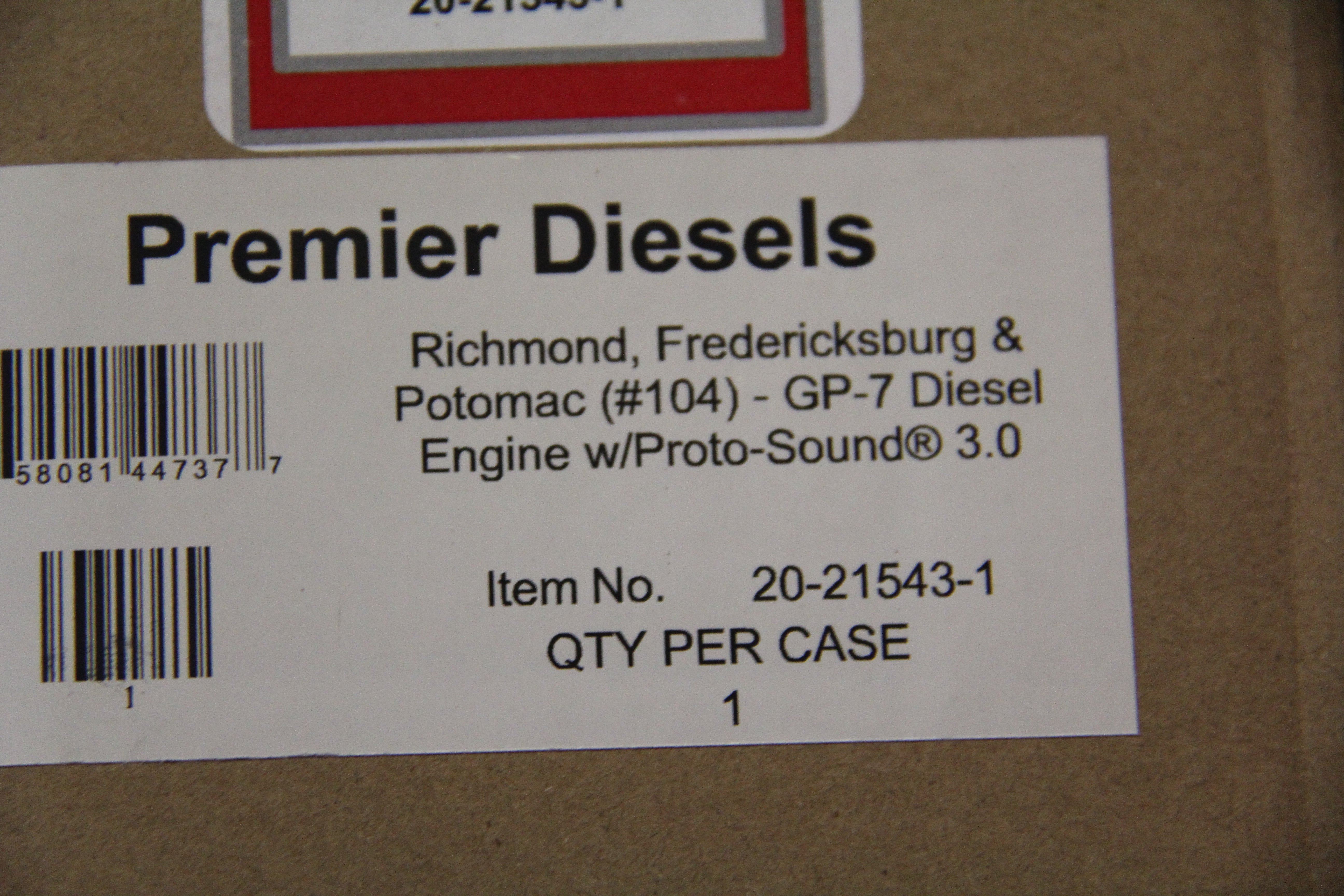 MTH 20-21543-1 Richmond, Fredericksburg & Potomac GP-7 Diesel Engine #104 With Proto-Sound 3.0 -Second hand-M5054