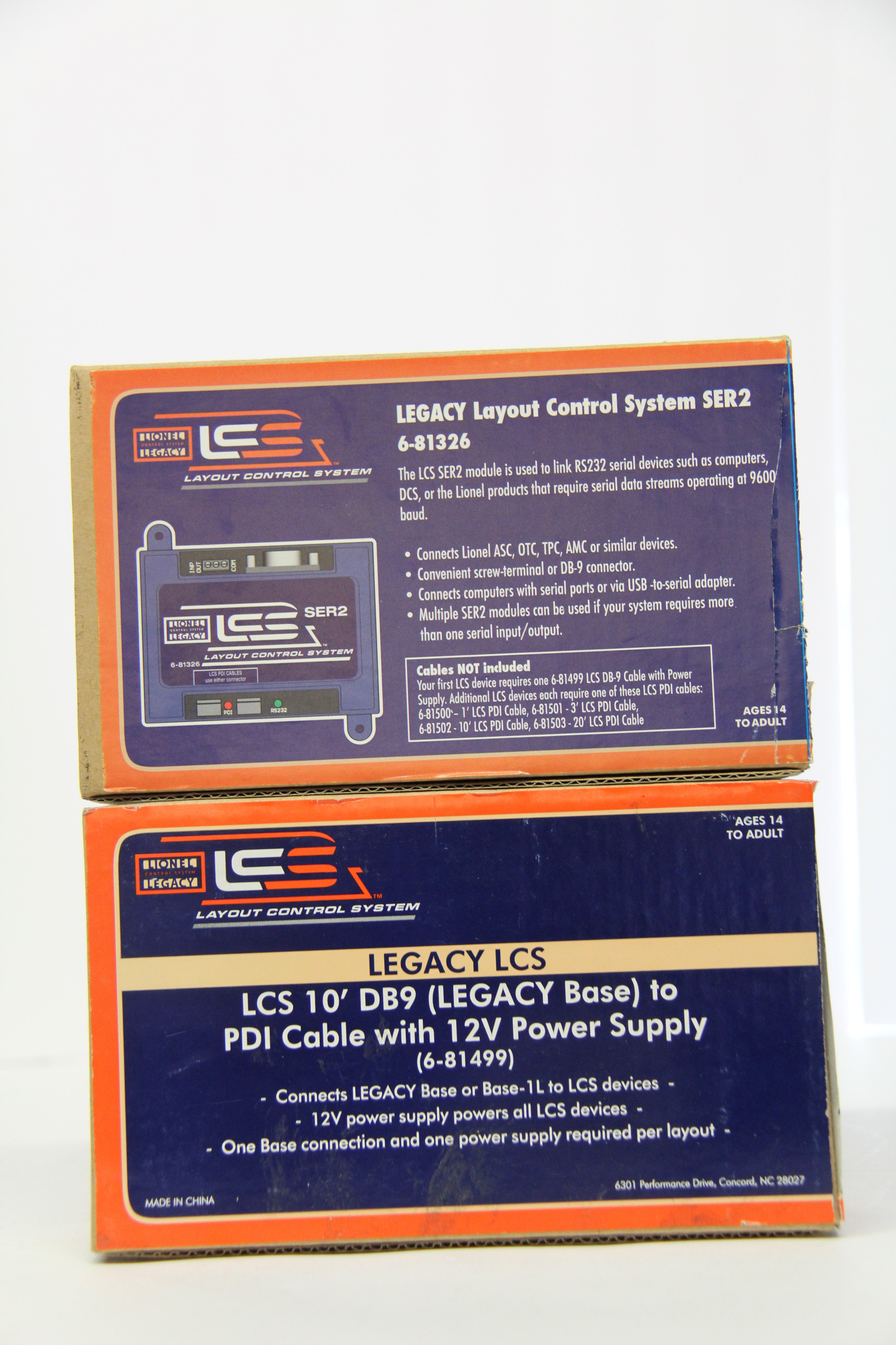 Lionel 6-81326 LEGACY Layout Control System SER2 & 6-81499 LCS 10' DB9 (LEGACY Base) to PDI Cable with 12V Power Supply-Second hand-M6790