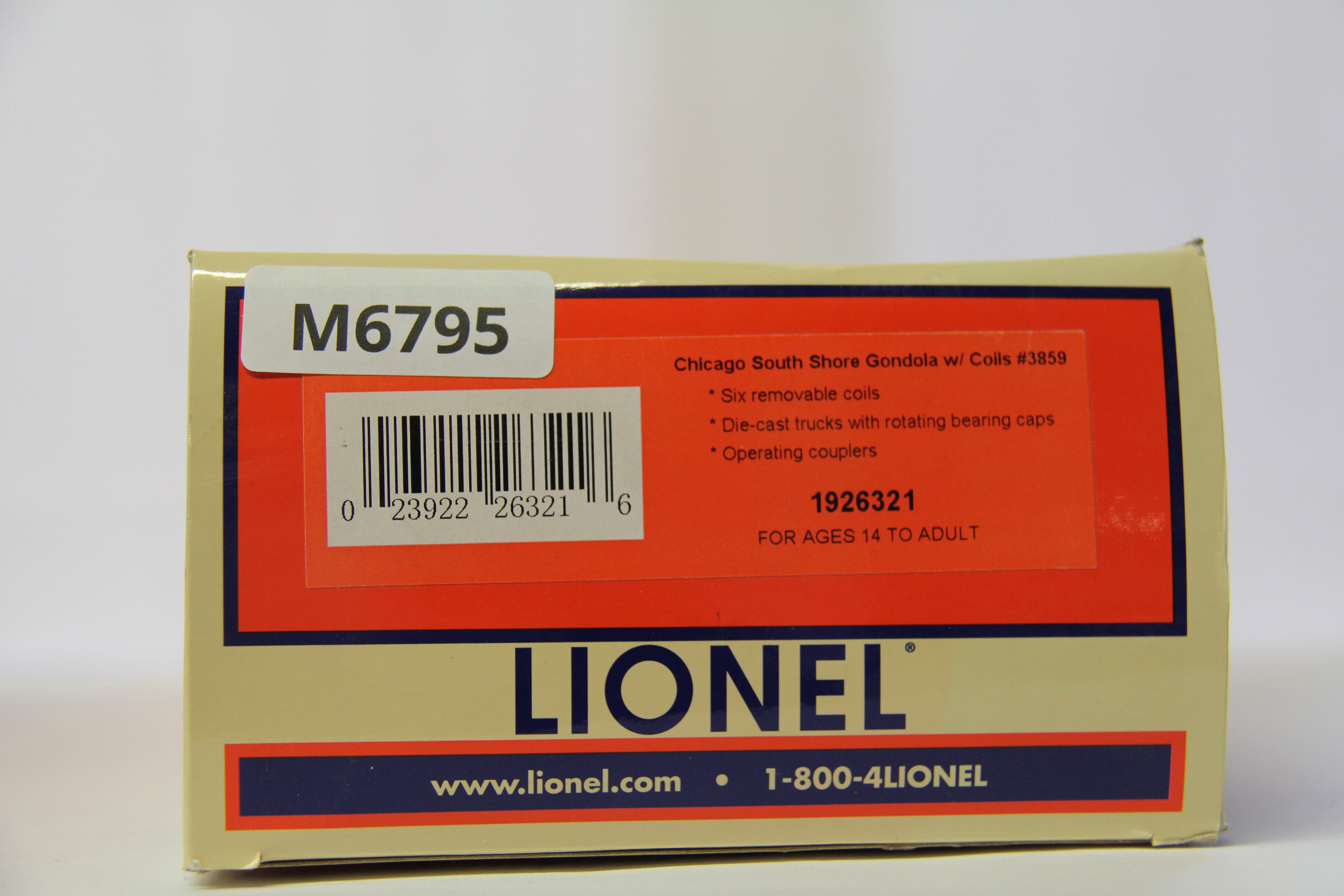 Lionel 1926321 Chicago South Shore Gondola w/ Coils #3859-Second hand-M6795