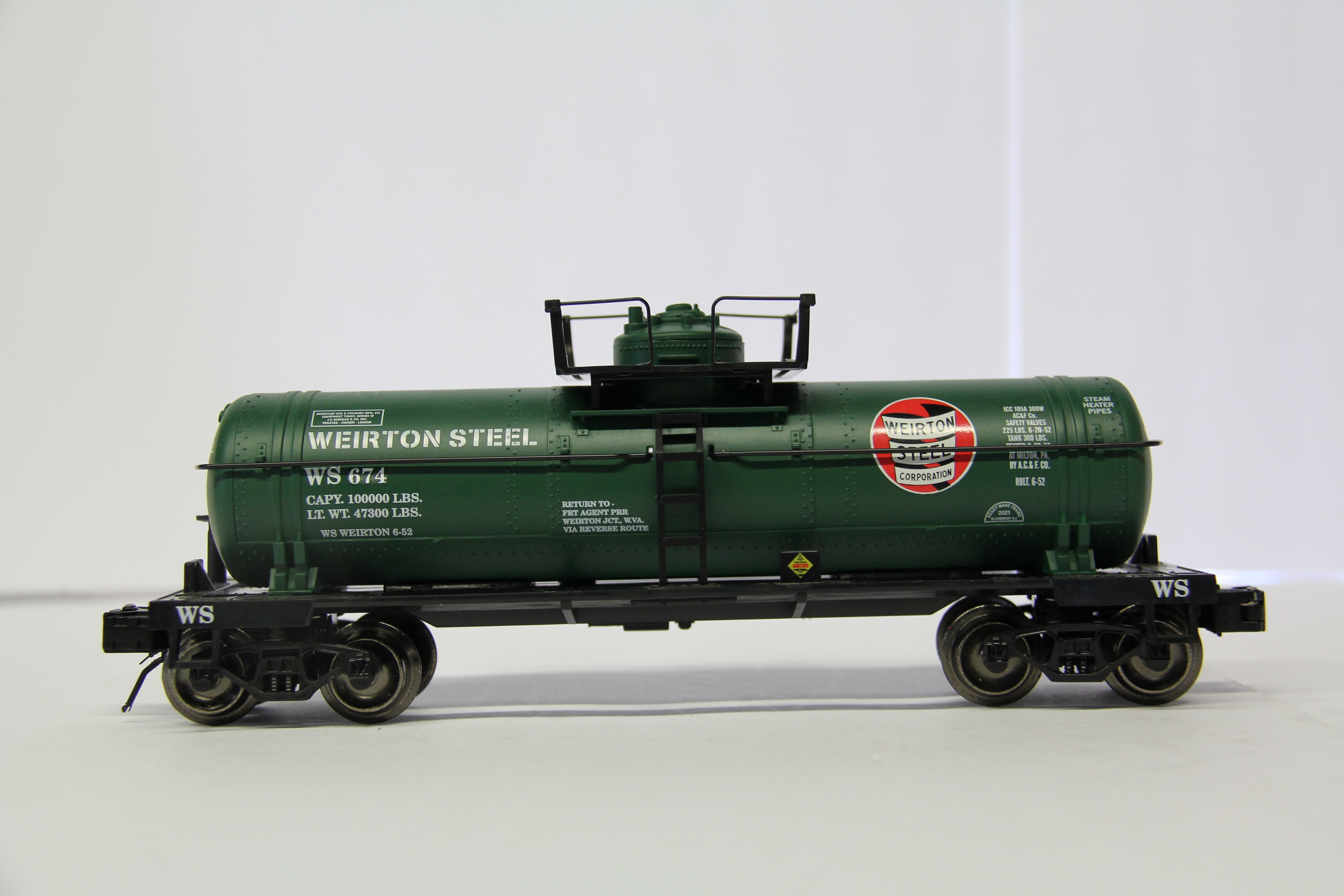 RMT-96899-441 Weirton Single Dome Tank Car Custom Run Green for Pat's Trains 2 Set-Second hand-M6799