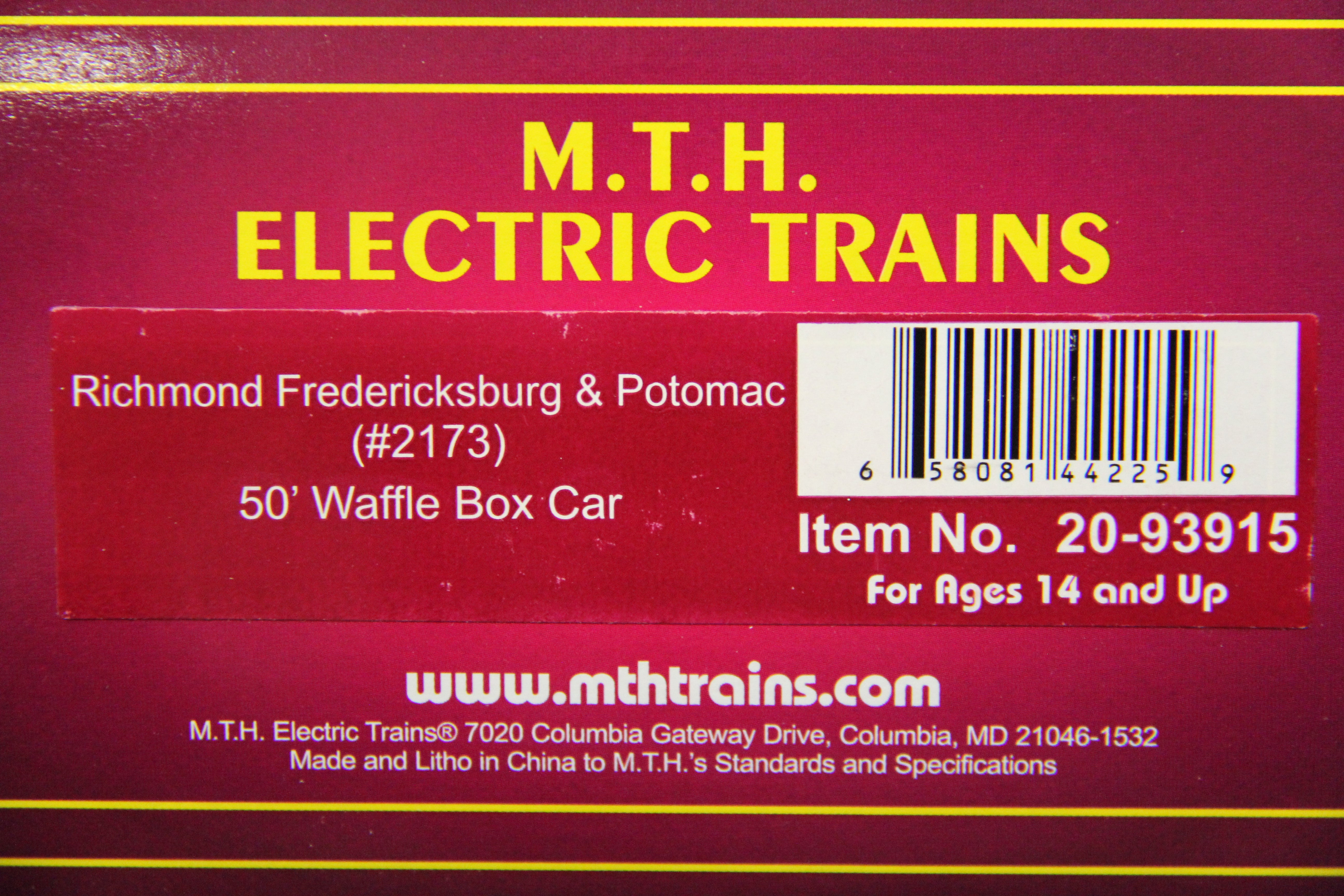 MTH 20-93915 Richmond Fredericksburg & Potomac 50' Waffle Box Car-2 Car Set-Second hand-M5074