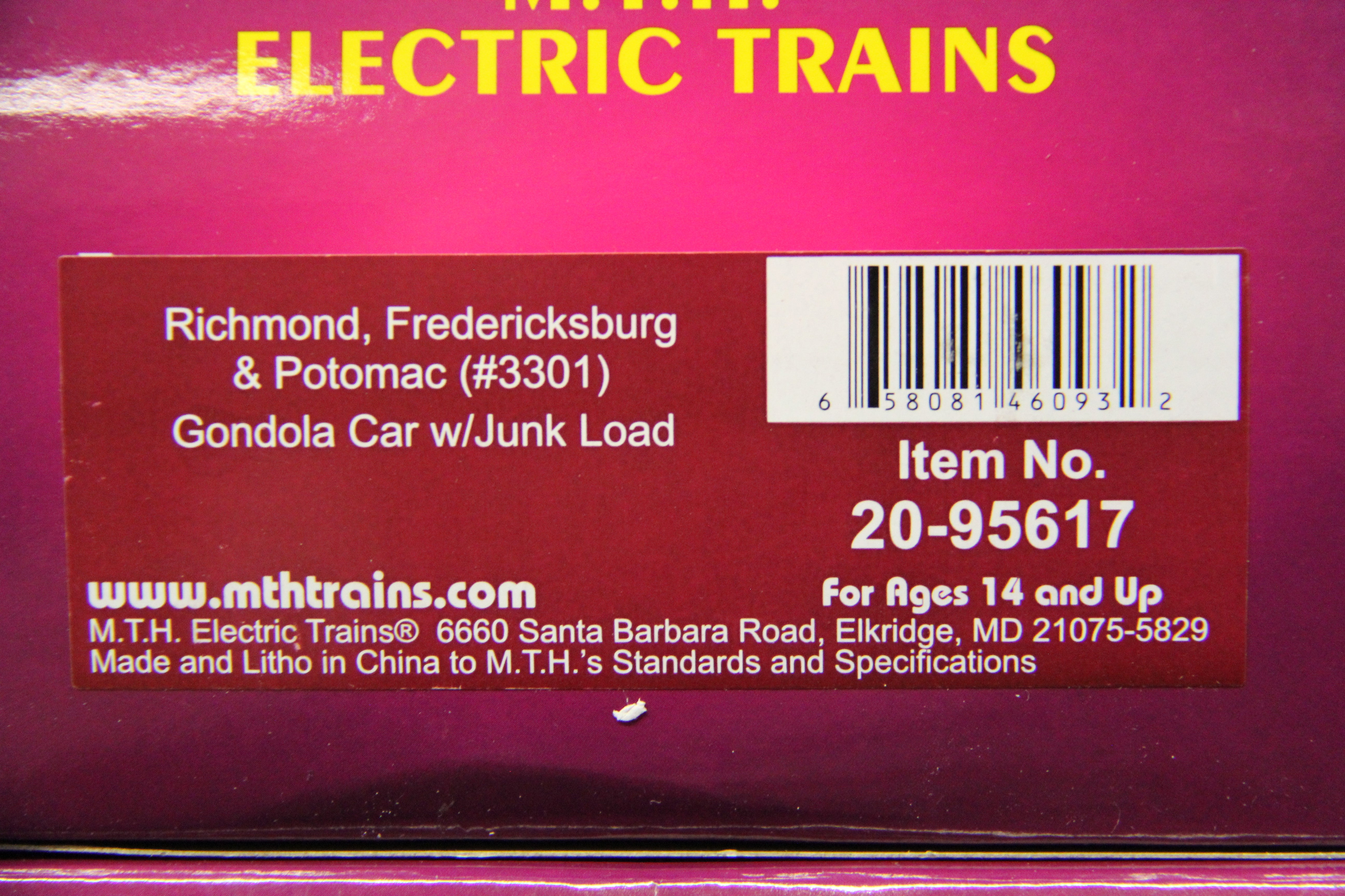 MTH 20-95617 Richmond Fredericksburg & Potomac Gondola Car w/ Junk Load 2 Car Set-Second hand-M5076