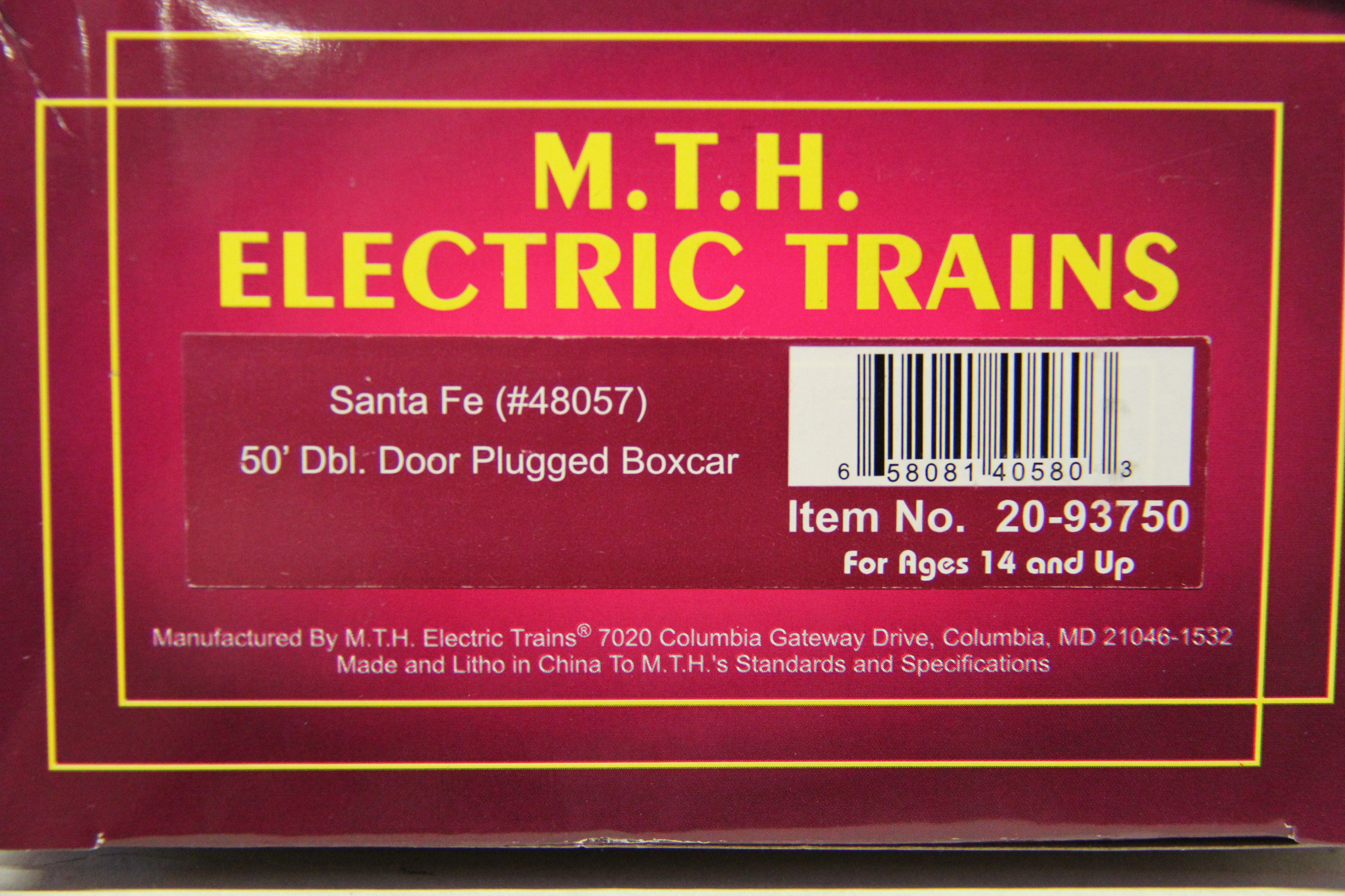 MTH 20-93750 Santa Fe 50' Dbl. Door Plugged Boxcar-2 Car Set-Second hand-M5084