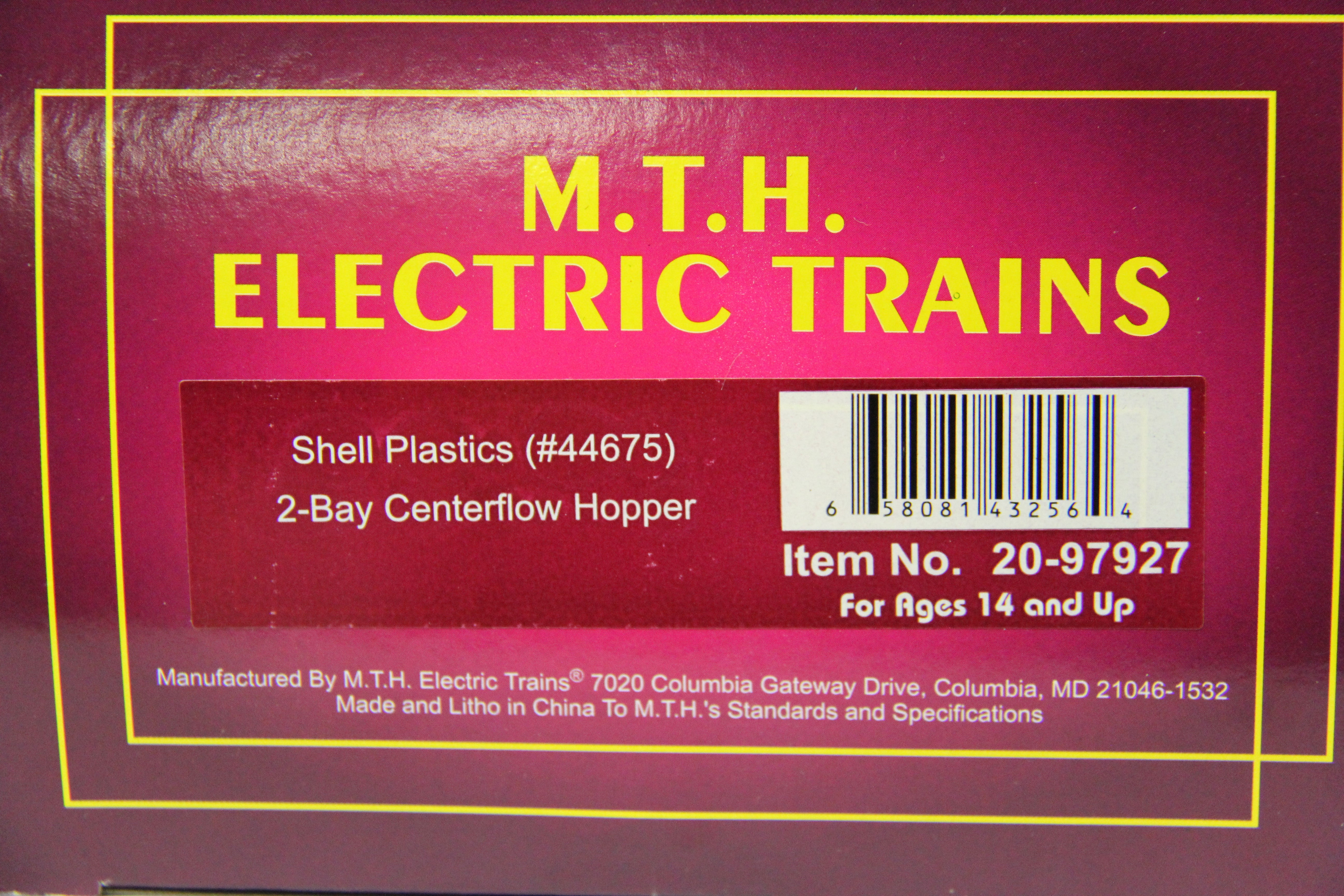 MTH 20-97927 Shell Plastics 2 Bay Centerflow Hopper-2 Car Set-Second hand-M5102