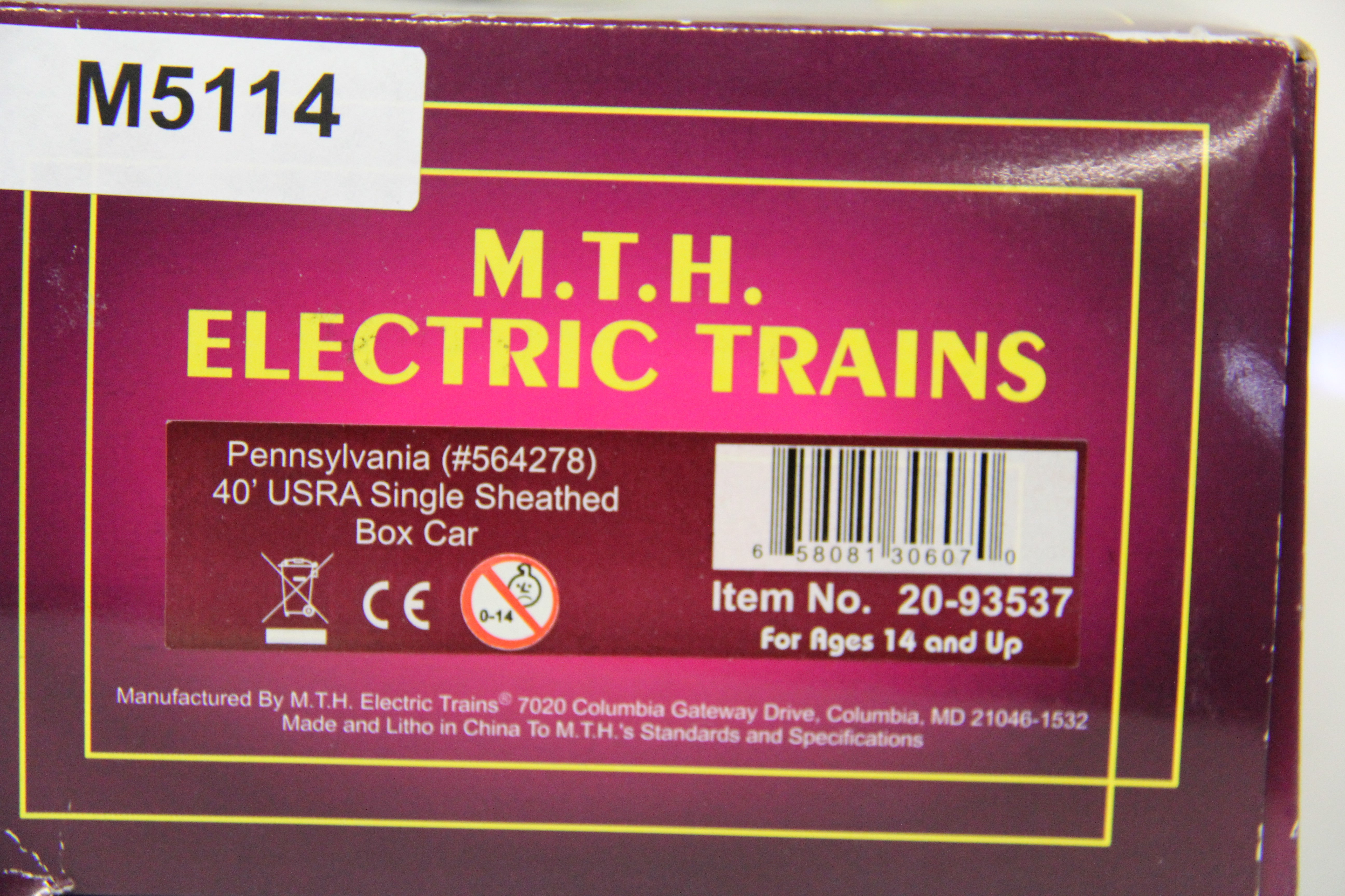 MTH 20-93537 Pennsylvania 40' USRA Single Sheathed Box Car-Second hand-M5114