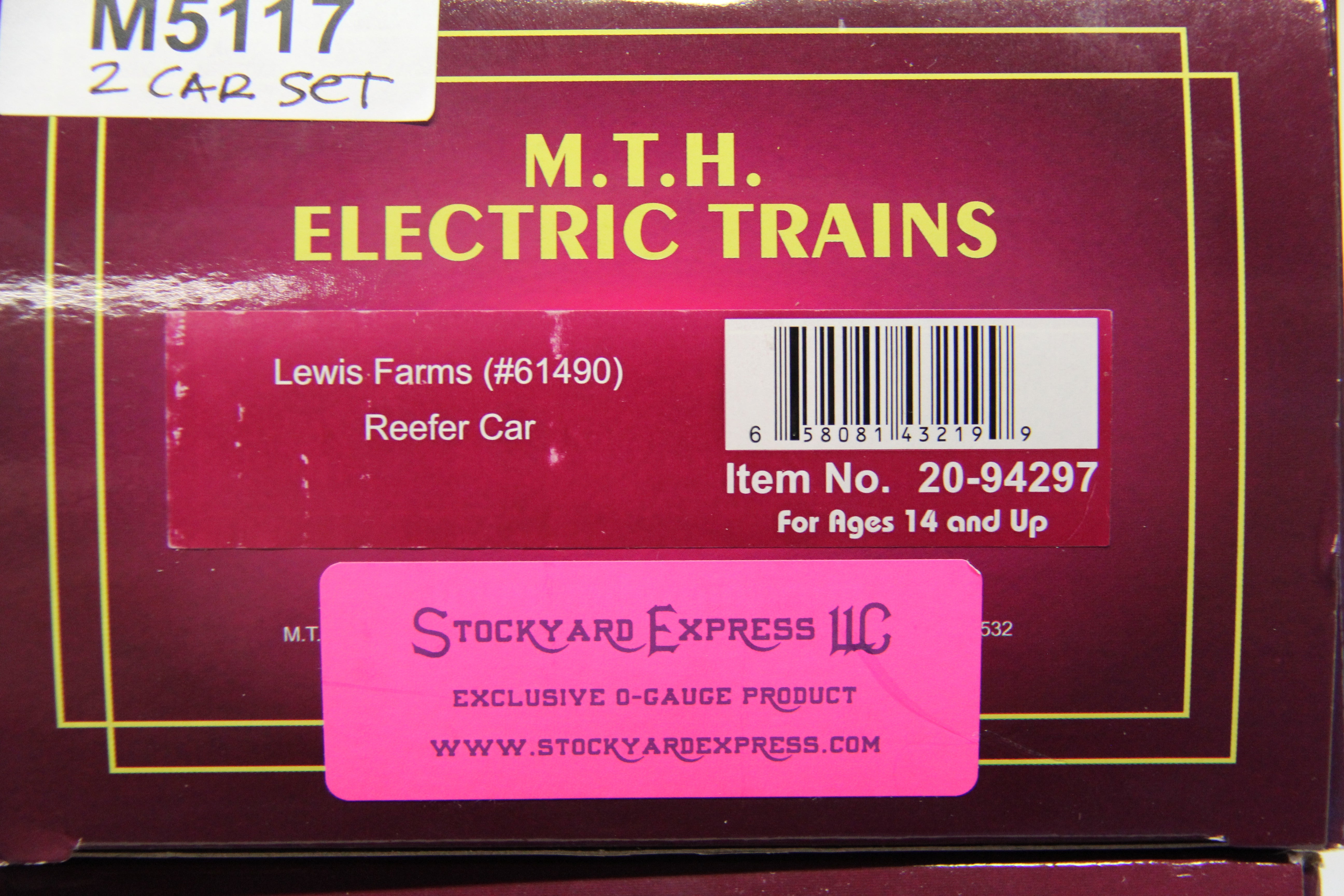 MTH 20-94297 Lewis Farms (Stockyard Express) Reefer Car-2 SET-Second hand-M5117