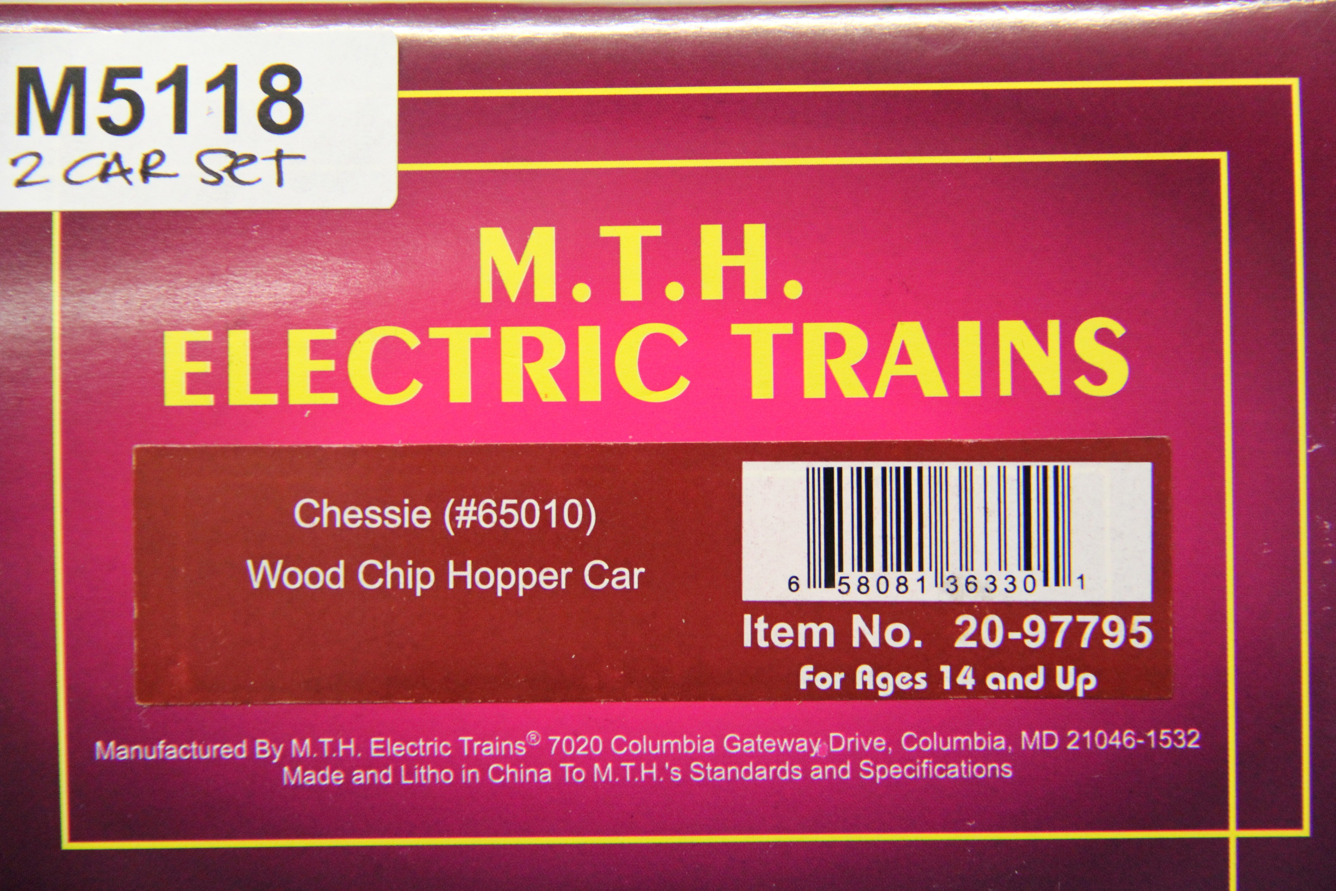 MTH 20-97795 Chessie Wood Chip  Hopper Car-2 SET-Second hand-M5118