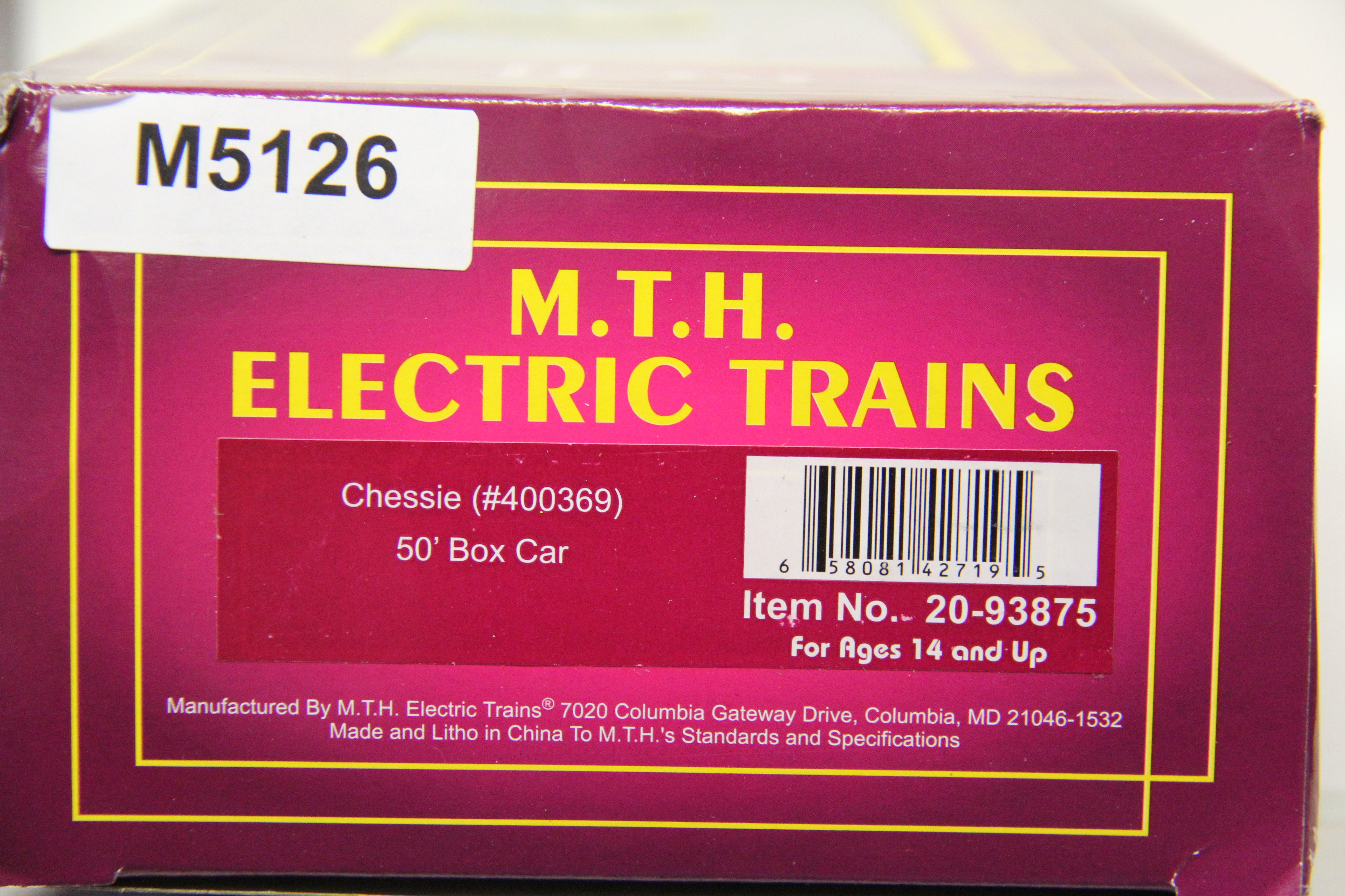 MTH 20-93875 Chessie 50' Box Car-Second hand-M5126