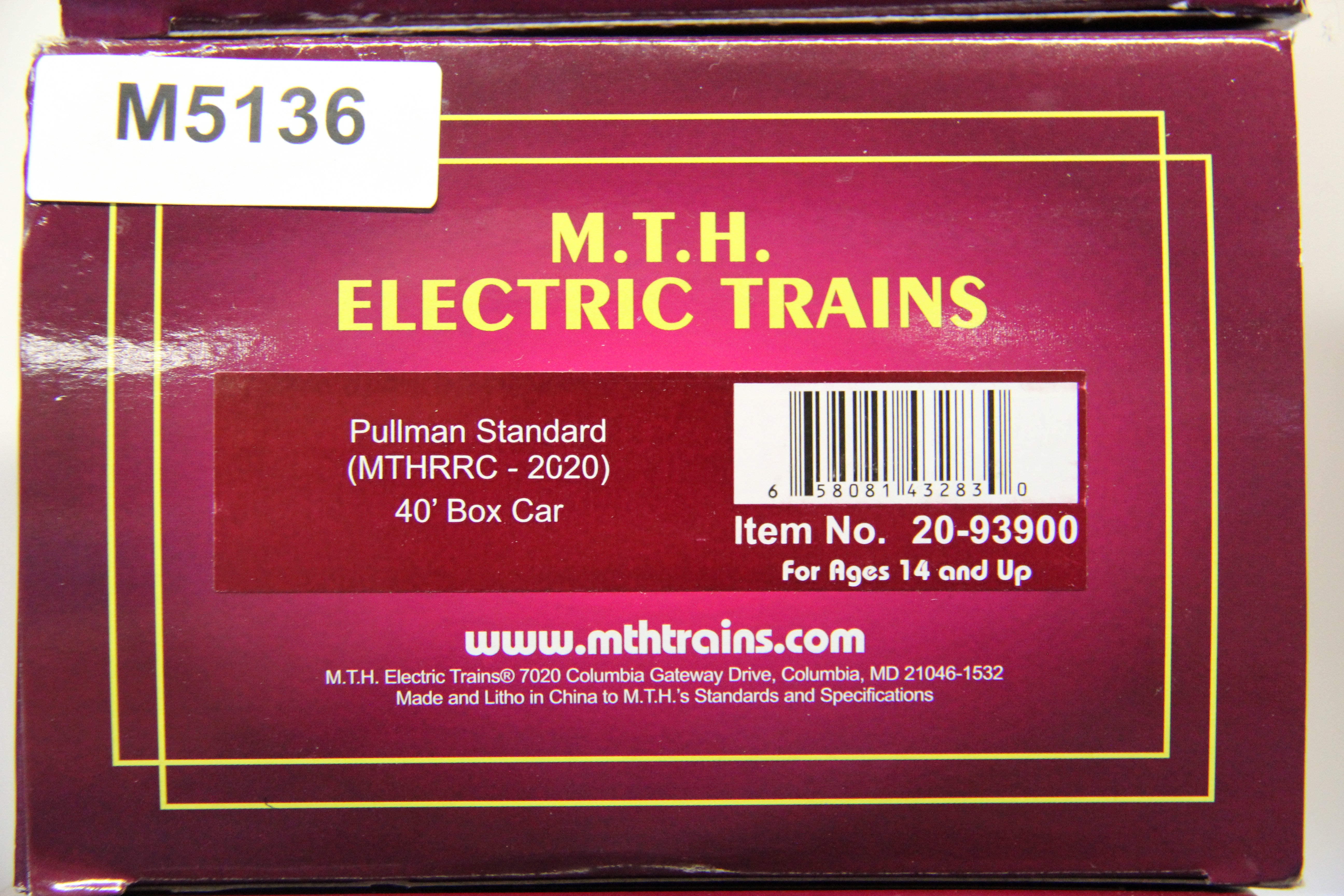 MTH 20-93900 Pullman Standard MTHRRC-2020 -40' Box Car-Second hand-M5136