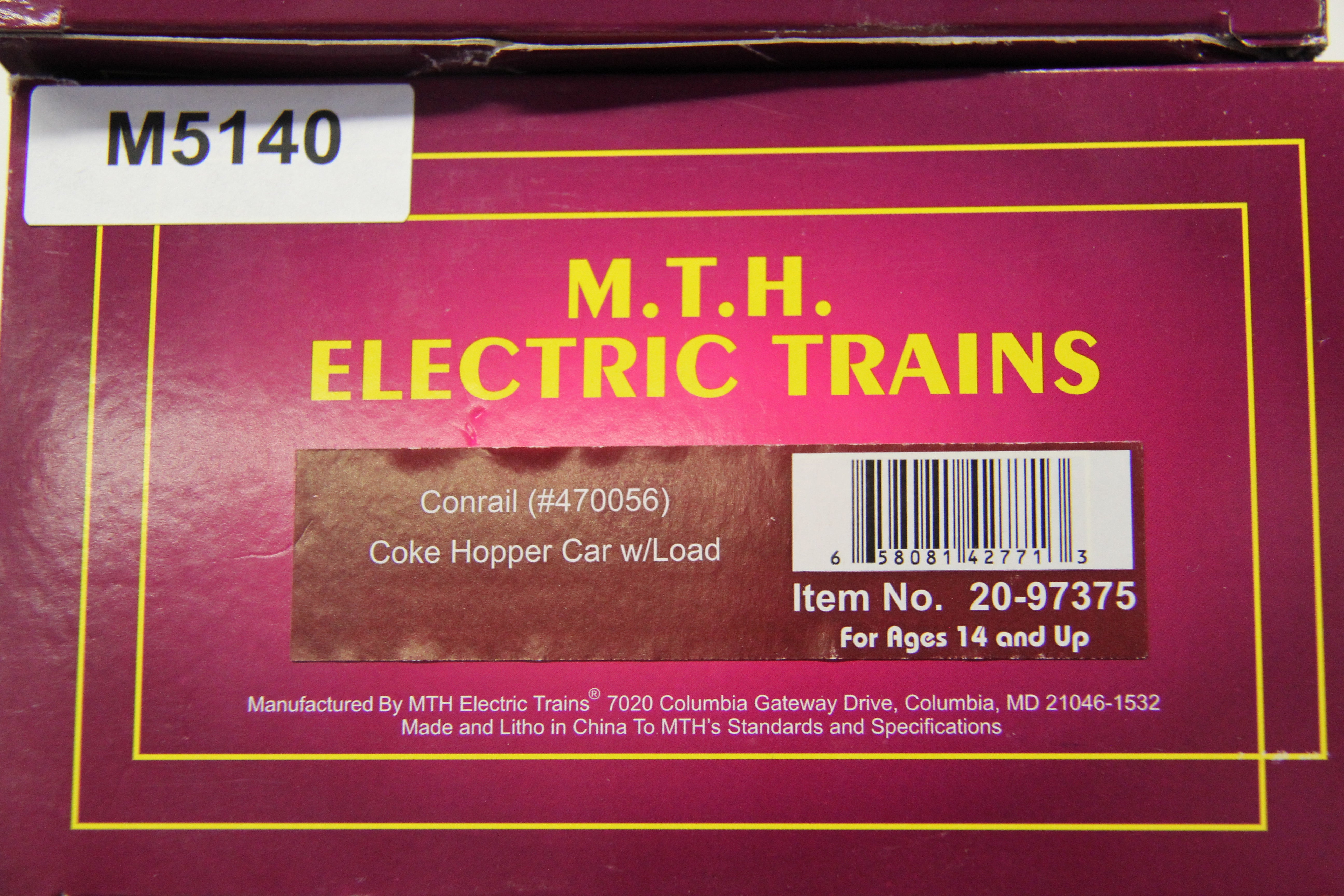 MTH 20-97375 Conrail Coke Hopper Car w/ Load-Second hand-M5140