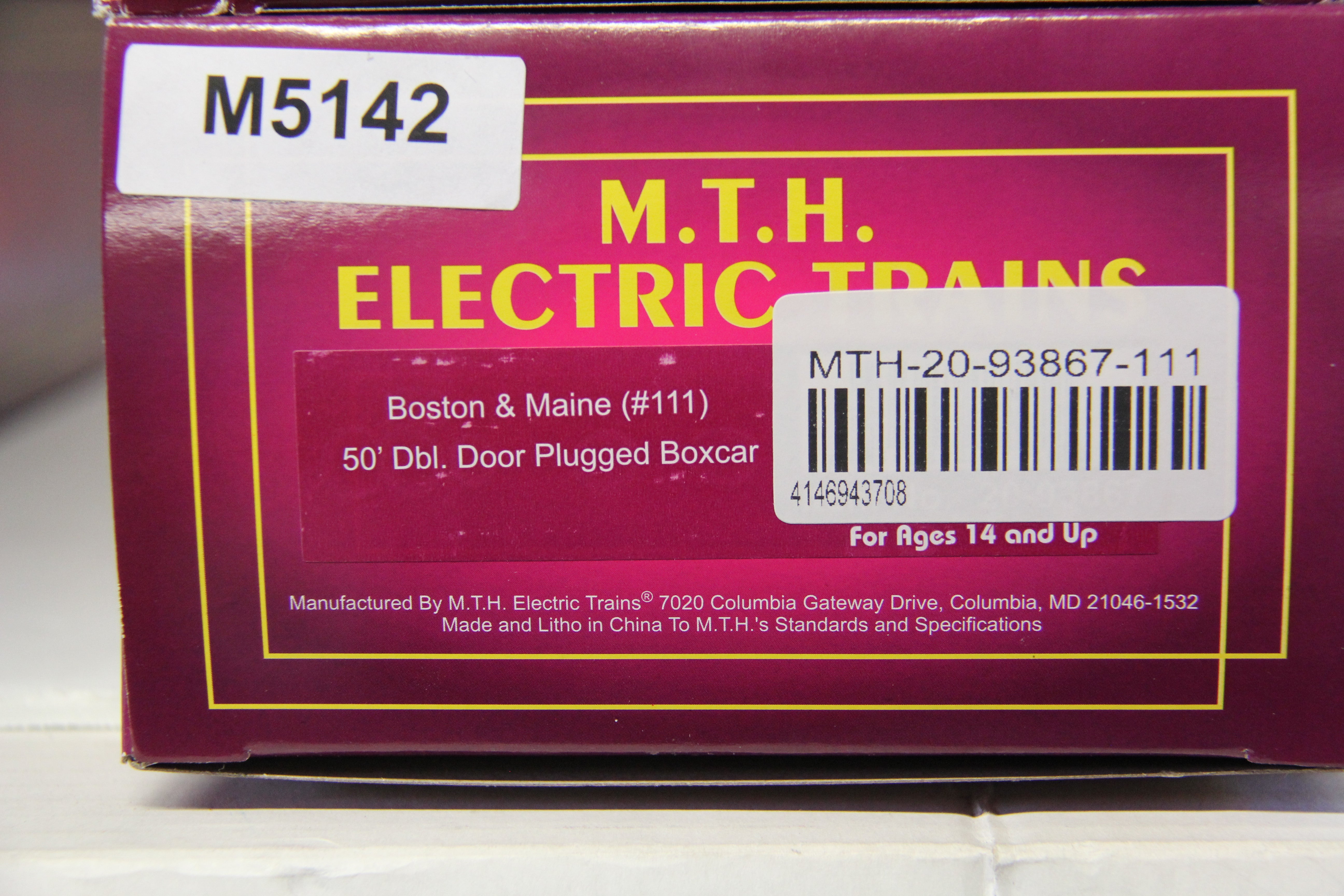 MTH 20-93867 Boston & Maine 50' Dbl. Door Plugged Boxcar-Second hand-M5142