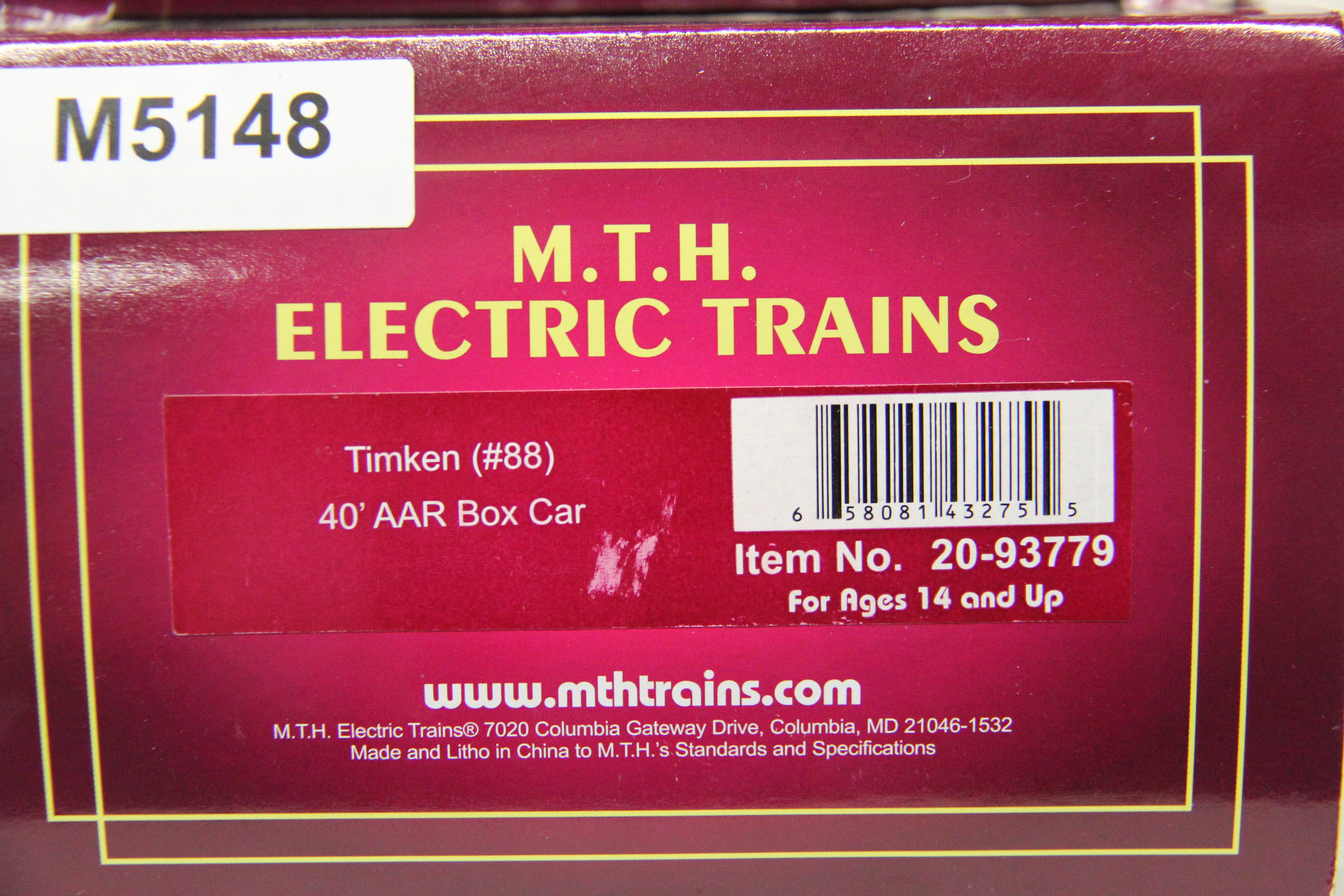 MTH 20-93779 Timken #88 -40' AAR Box Car-Second hand-M5148