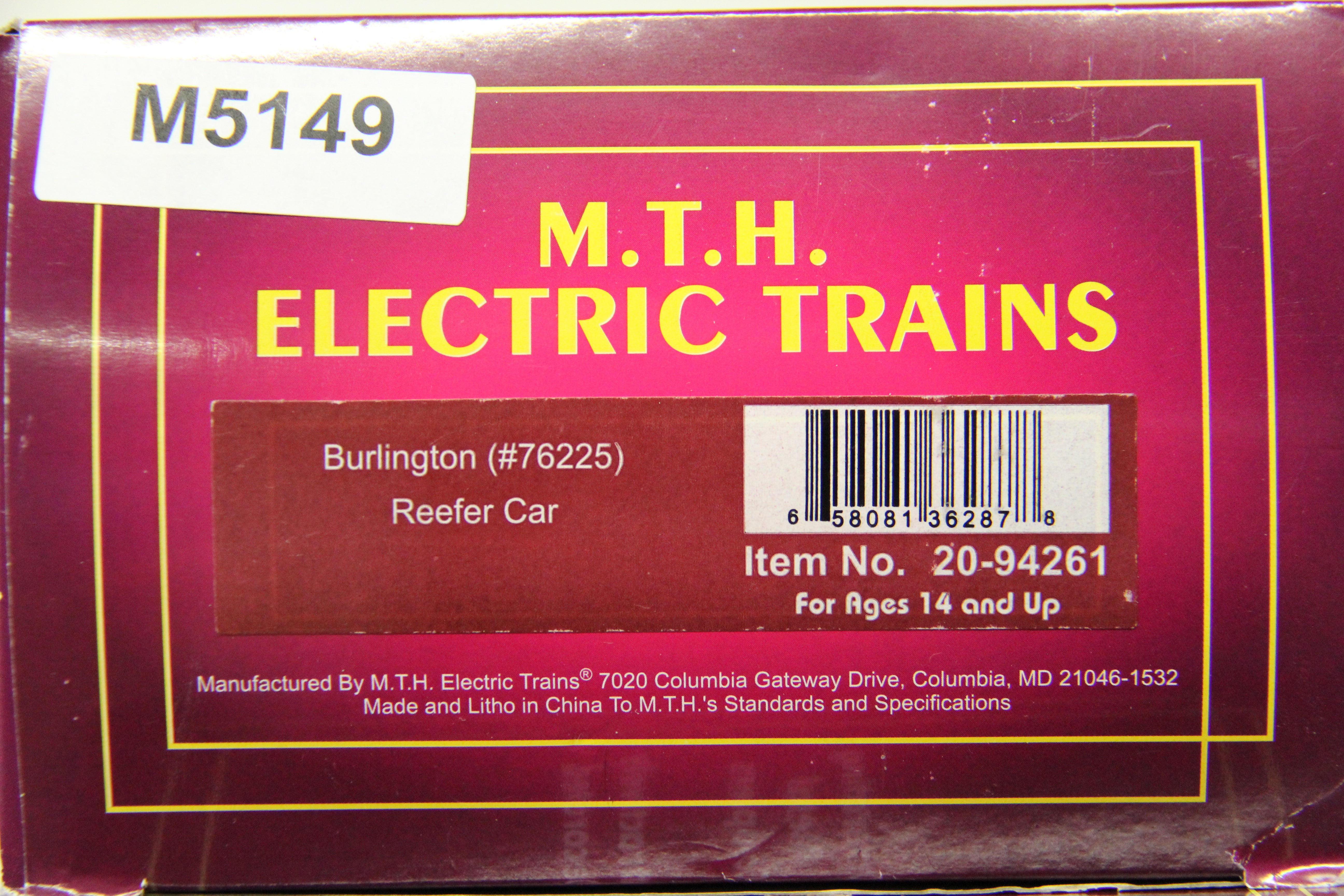 MTH 20-94261 Burlington Steel Reefer Car #76225-Second hand-M5149