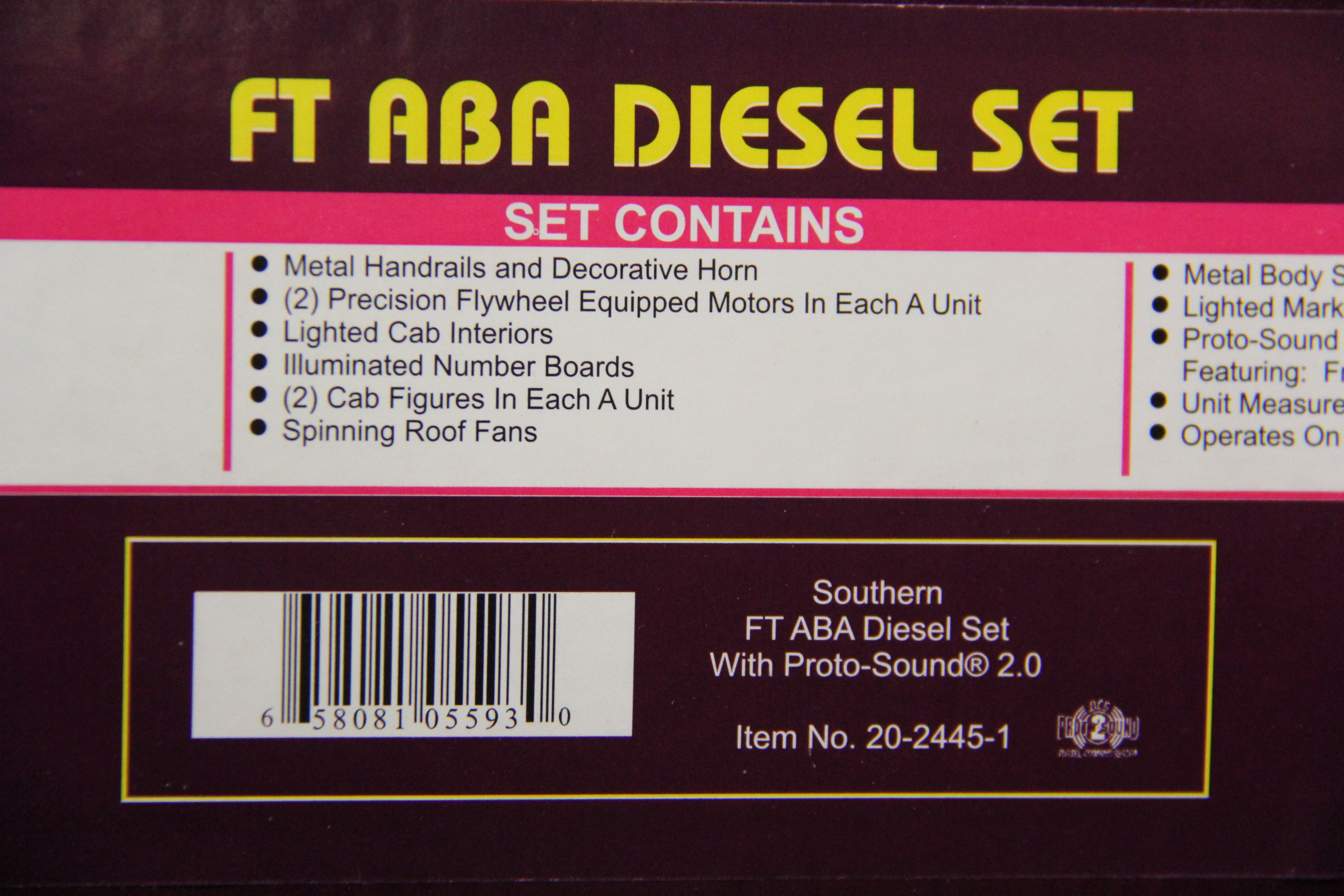 MTH 20-2445-1 Southern FT ABA Diesel Set-Second hand-M5179