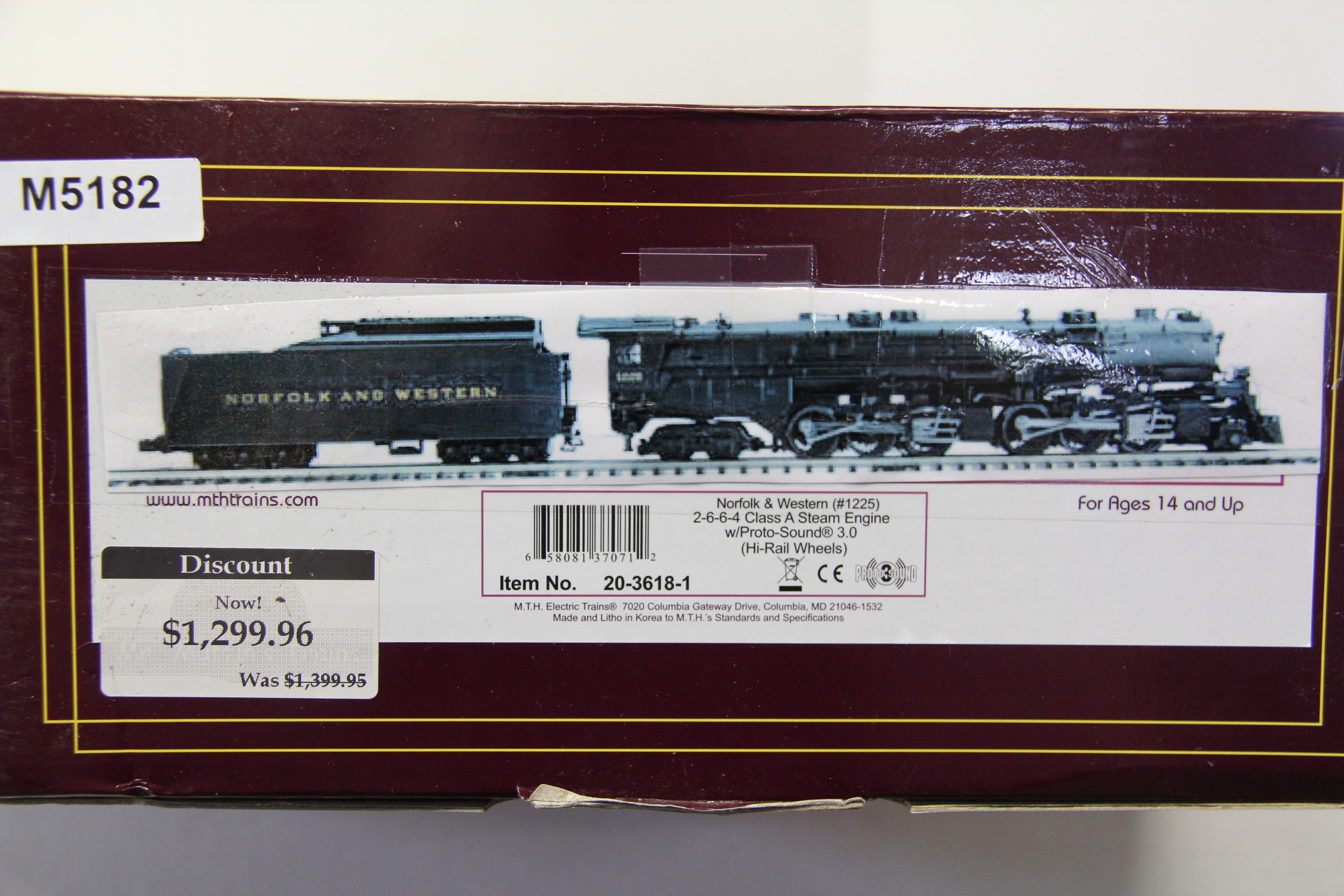 MTH 20-3618-1 Norfolk & Western #1225 -2-6-6-4 Class A Steam Engine-Second hand-M5182