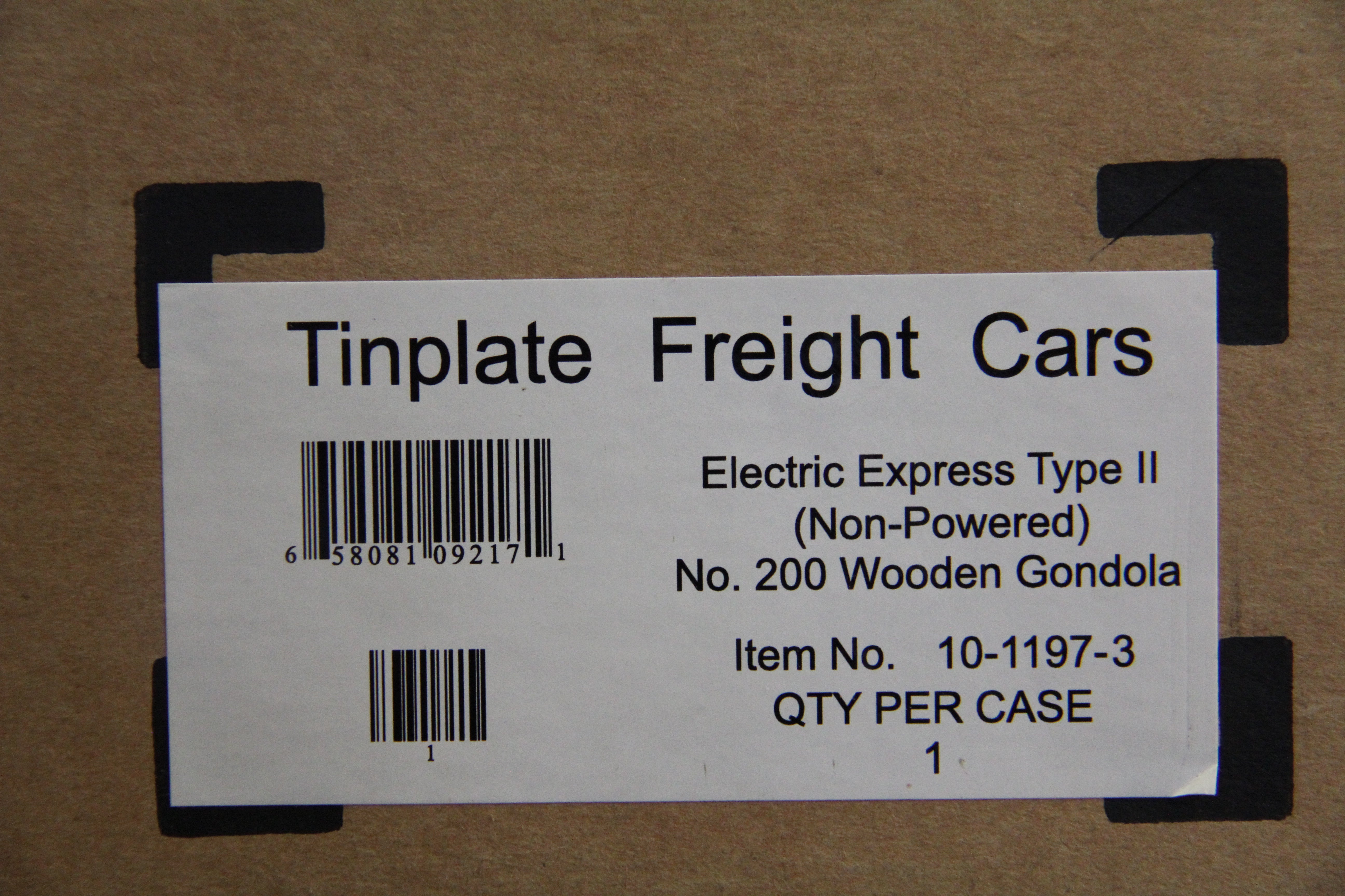 MTH 10-1197-3 Tinplate Traditions Standard Gauge Electric Express Type II No. 200 Wooden Gondola-Second hand-M4645