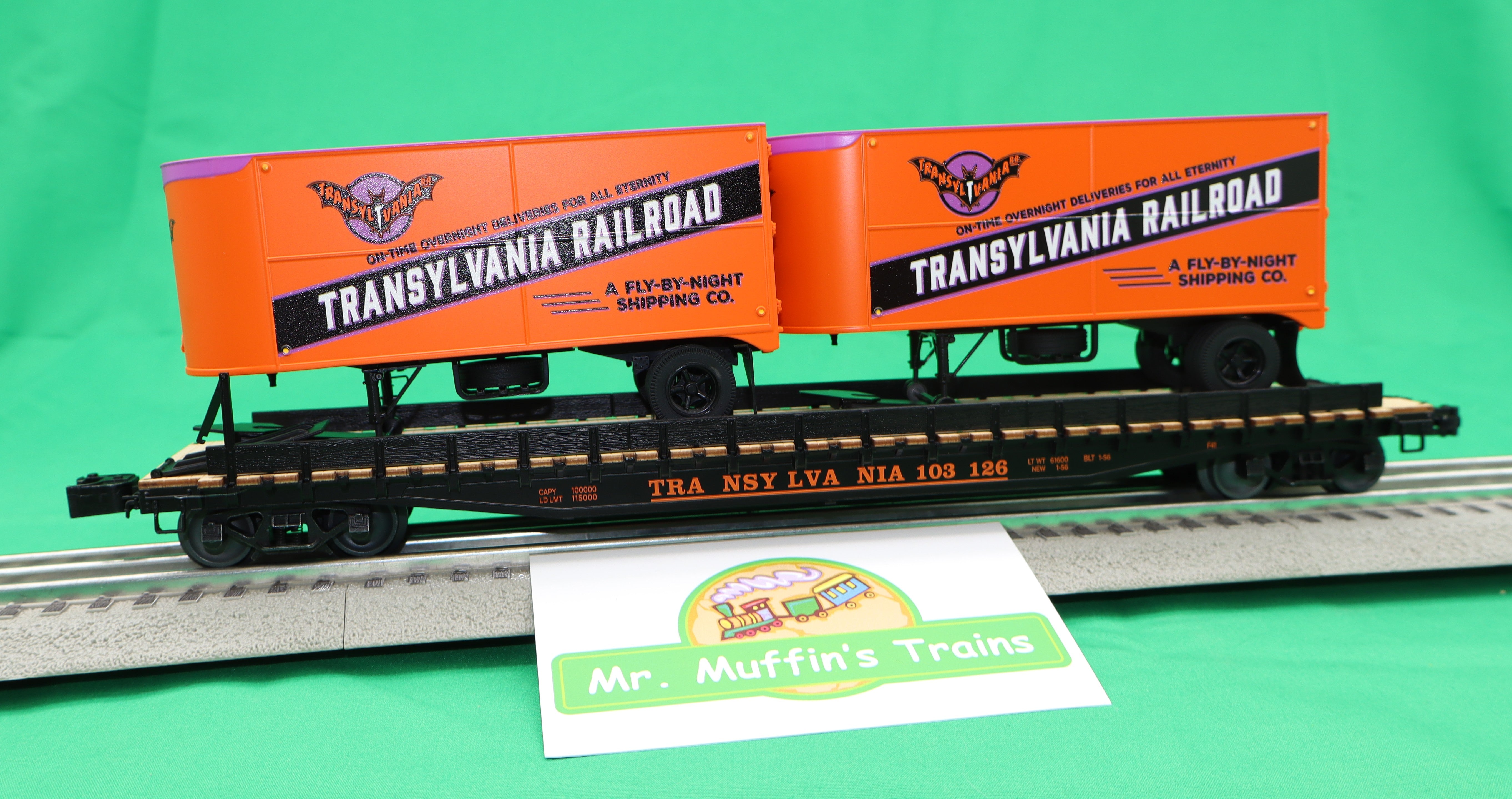 Lionel 2626180 - PS-4 Flatcar "Transylvania" #103126 w/ 2 20' Trailers