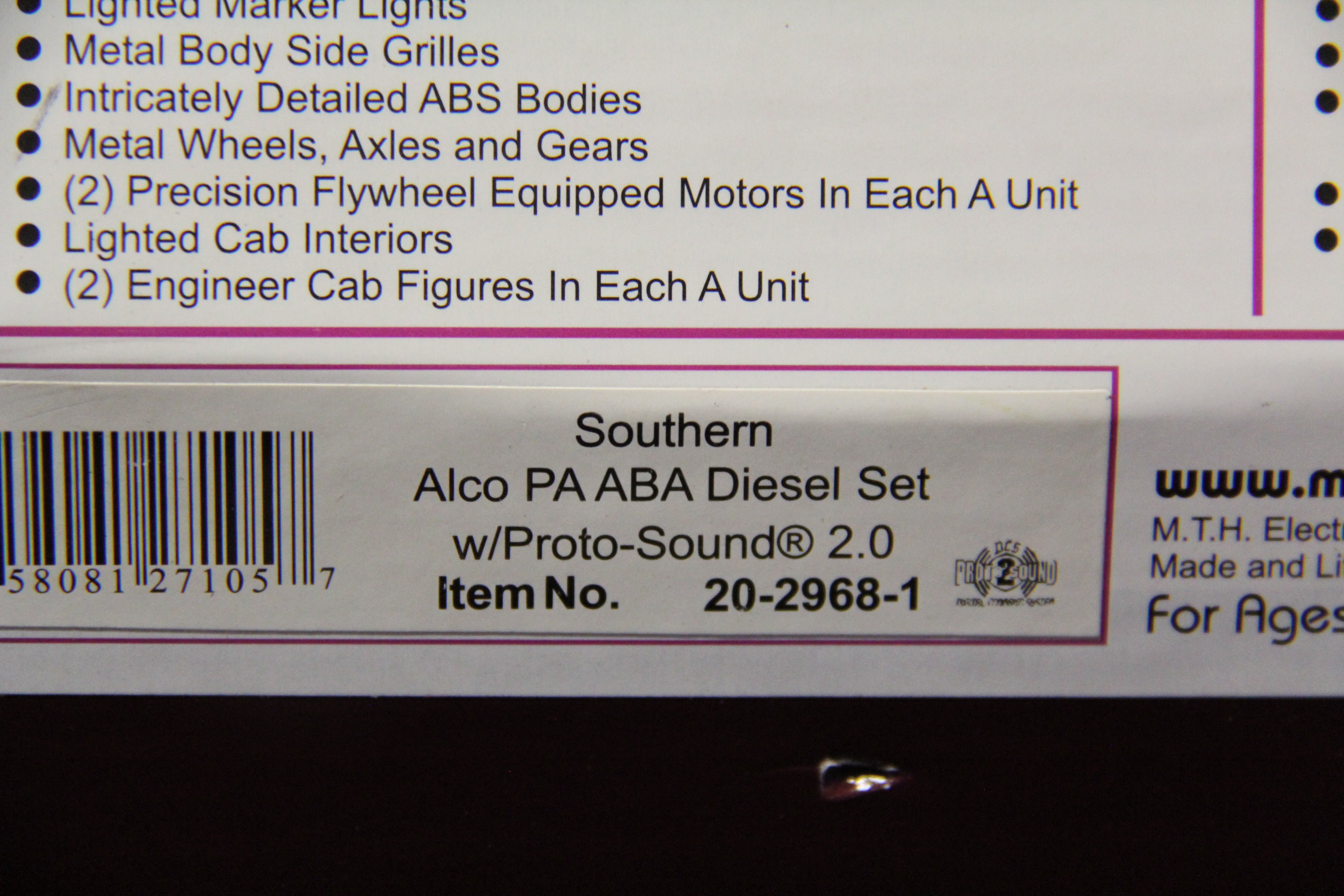 MTH 20-2968-1 Southern Alco PA ABA Diesel Set-Second hand-M5197