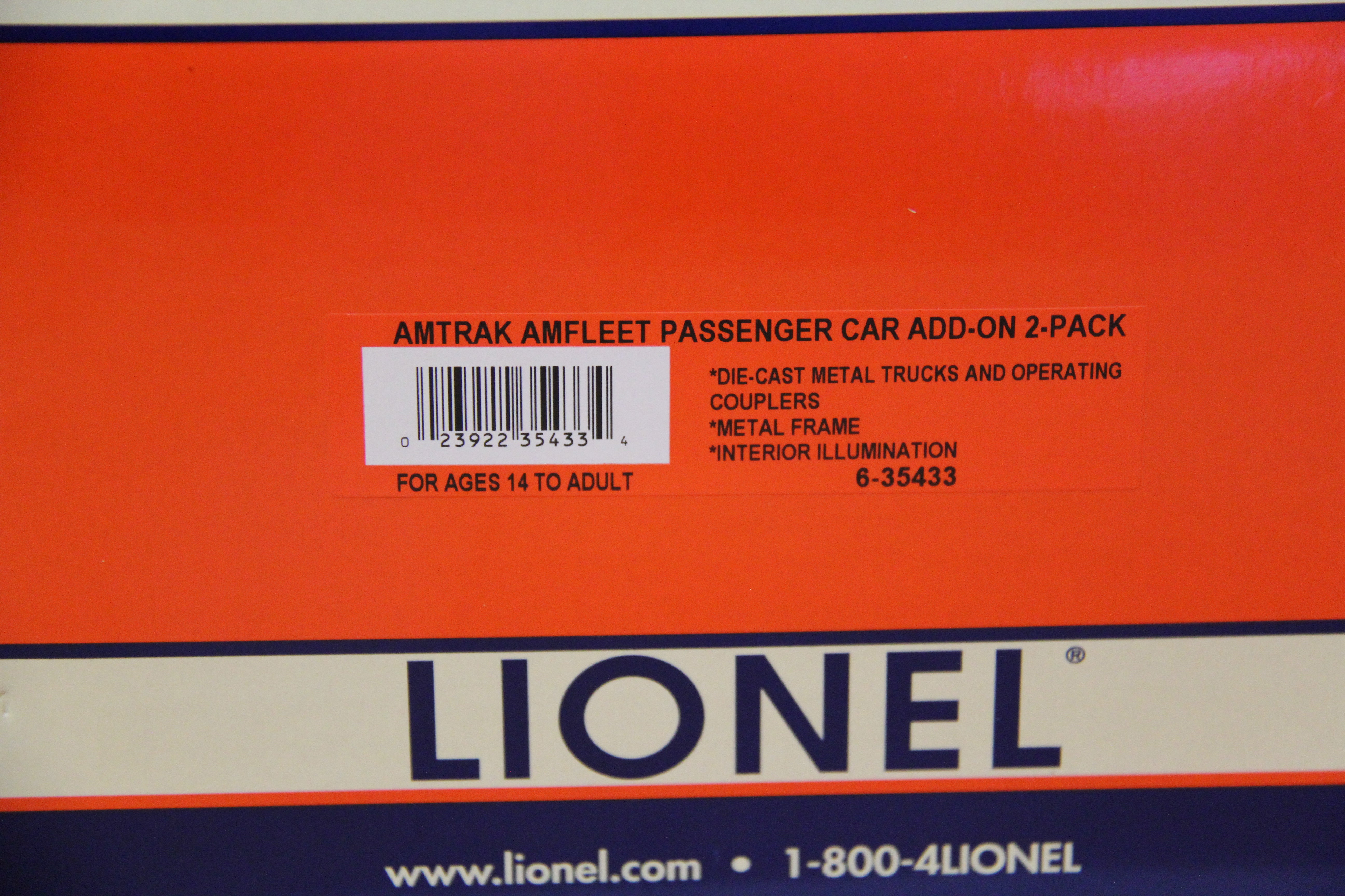 Lionel 6-35433 Amtrak Amfleet Phase IV B Passenger Car Add-on 2 Pack & Lionel 6-35454 Cab Car-Second hand-M6826
