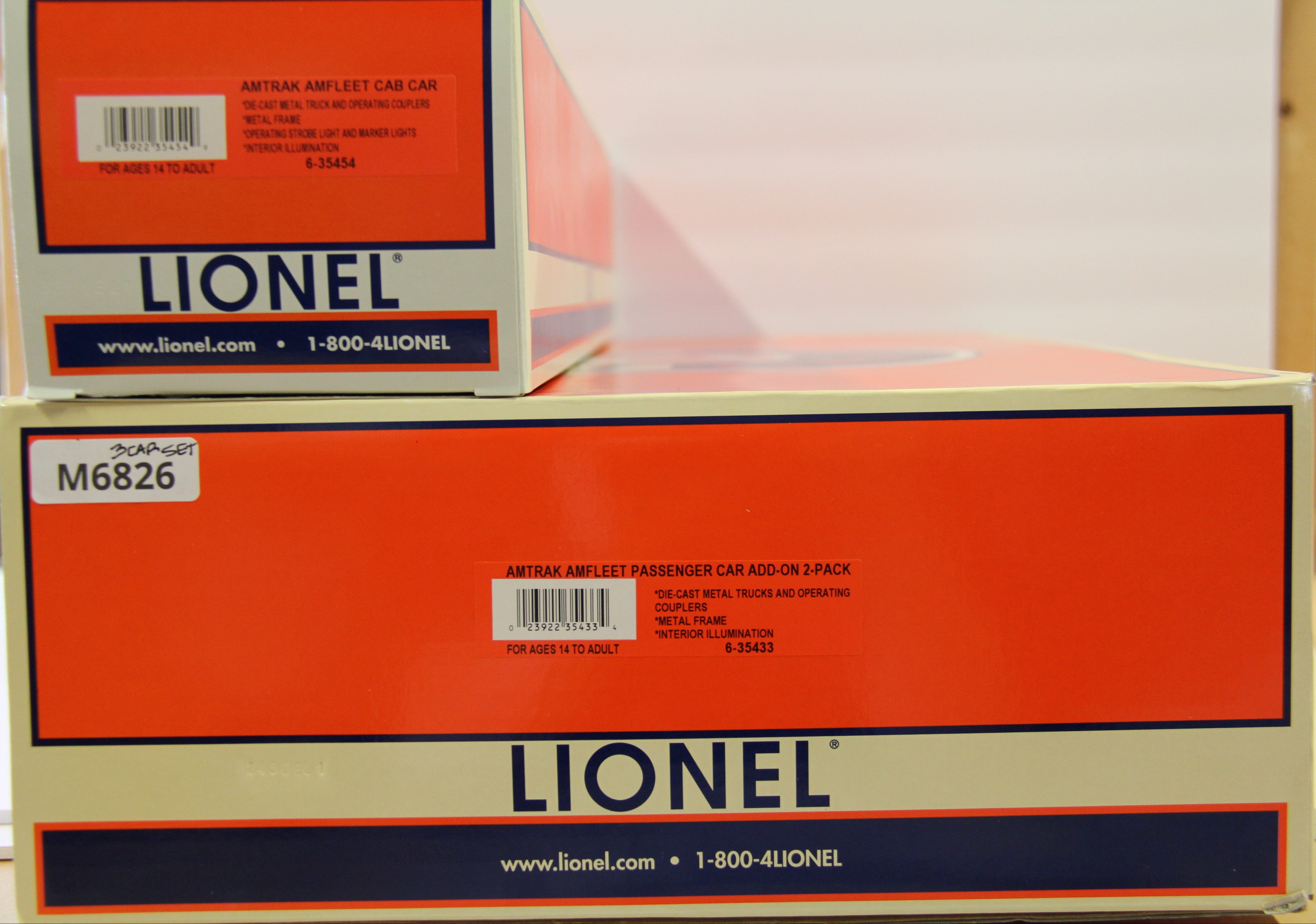 Lionel 6-35433 Amtrak Amfleet Phase IV B Passenger Car Add-on 2 Pack & Lionel 6-35454 Cab Car-Second hand-M6826