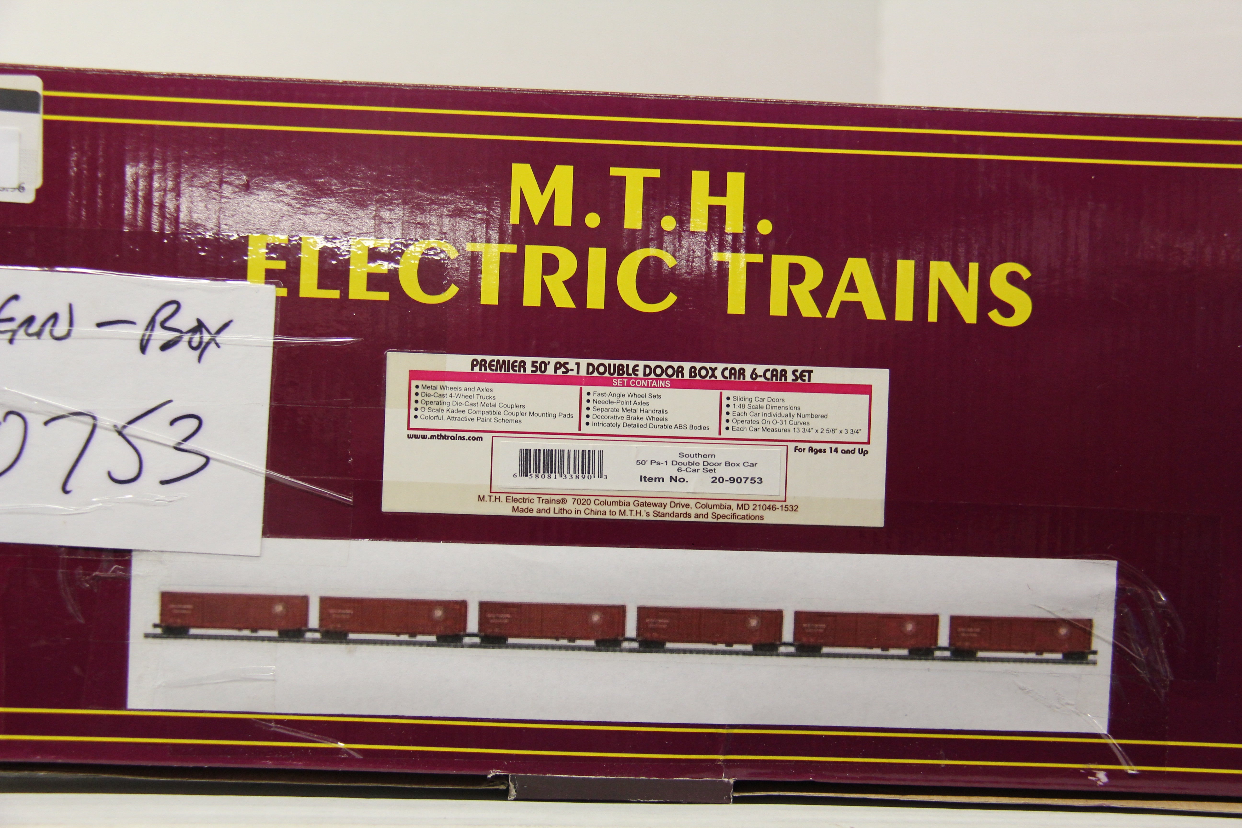 MTH 20-90753 Southern 50' Ps-1 Double Door Box Car 6 Car Set-Second hand-M5224