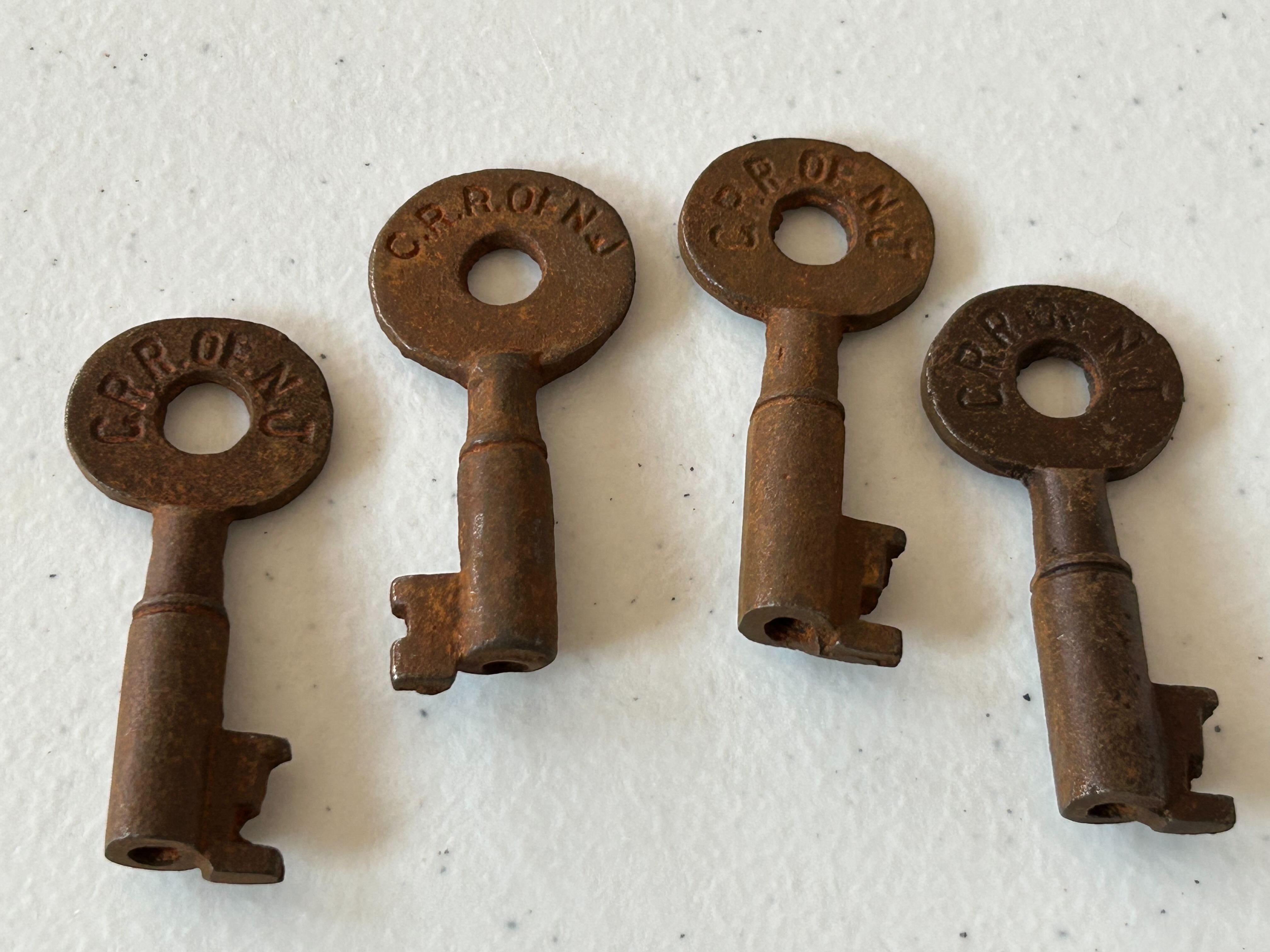 Central Railroad of New Jersey Railroad Cast Iron Railroad Keys-Set of 4-Second hand-M6924