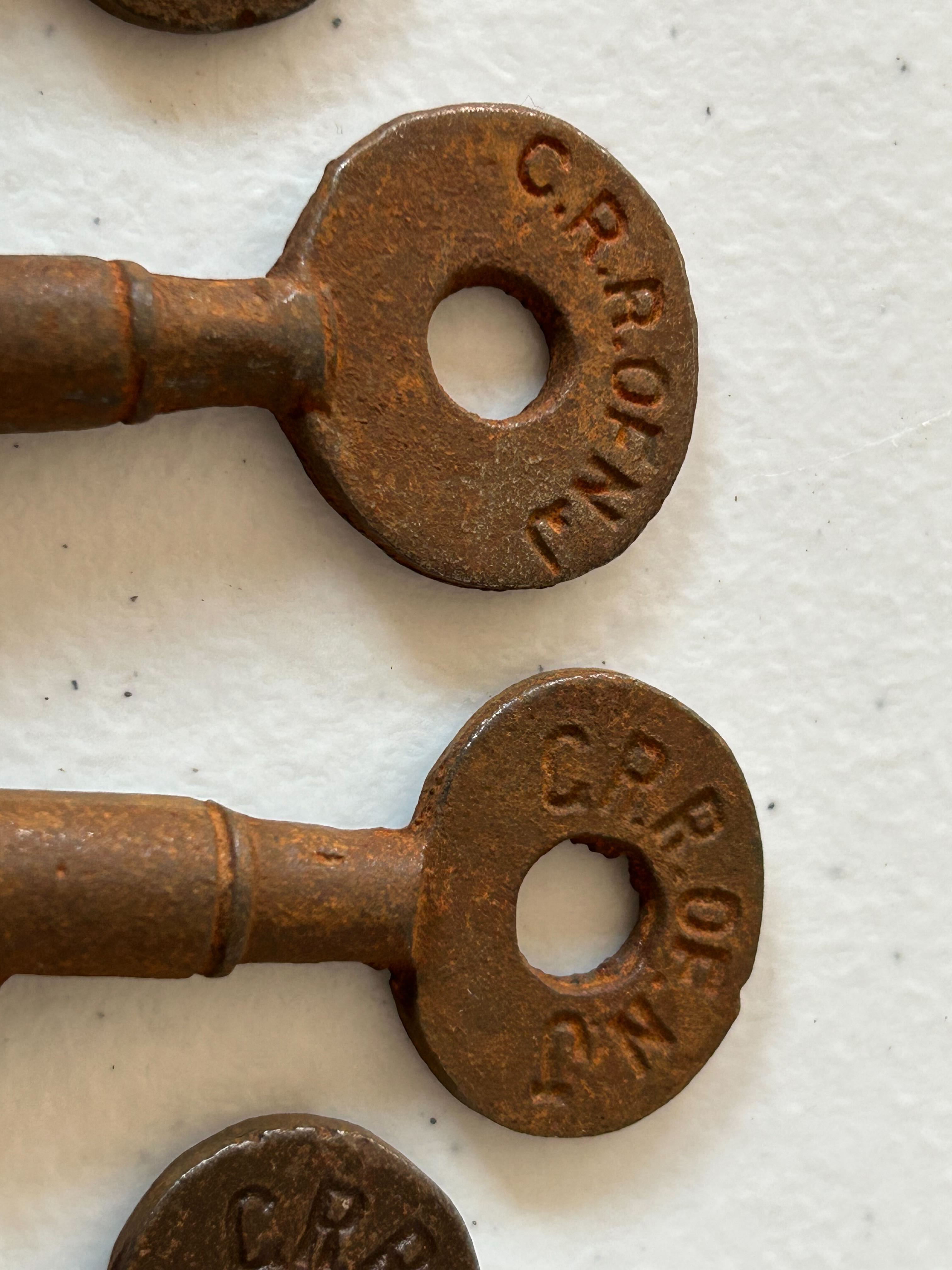 Central Railroad of New Jersey Railroad Cast Iron Railroad Keys-Set of 4-Second hand-M6924