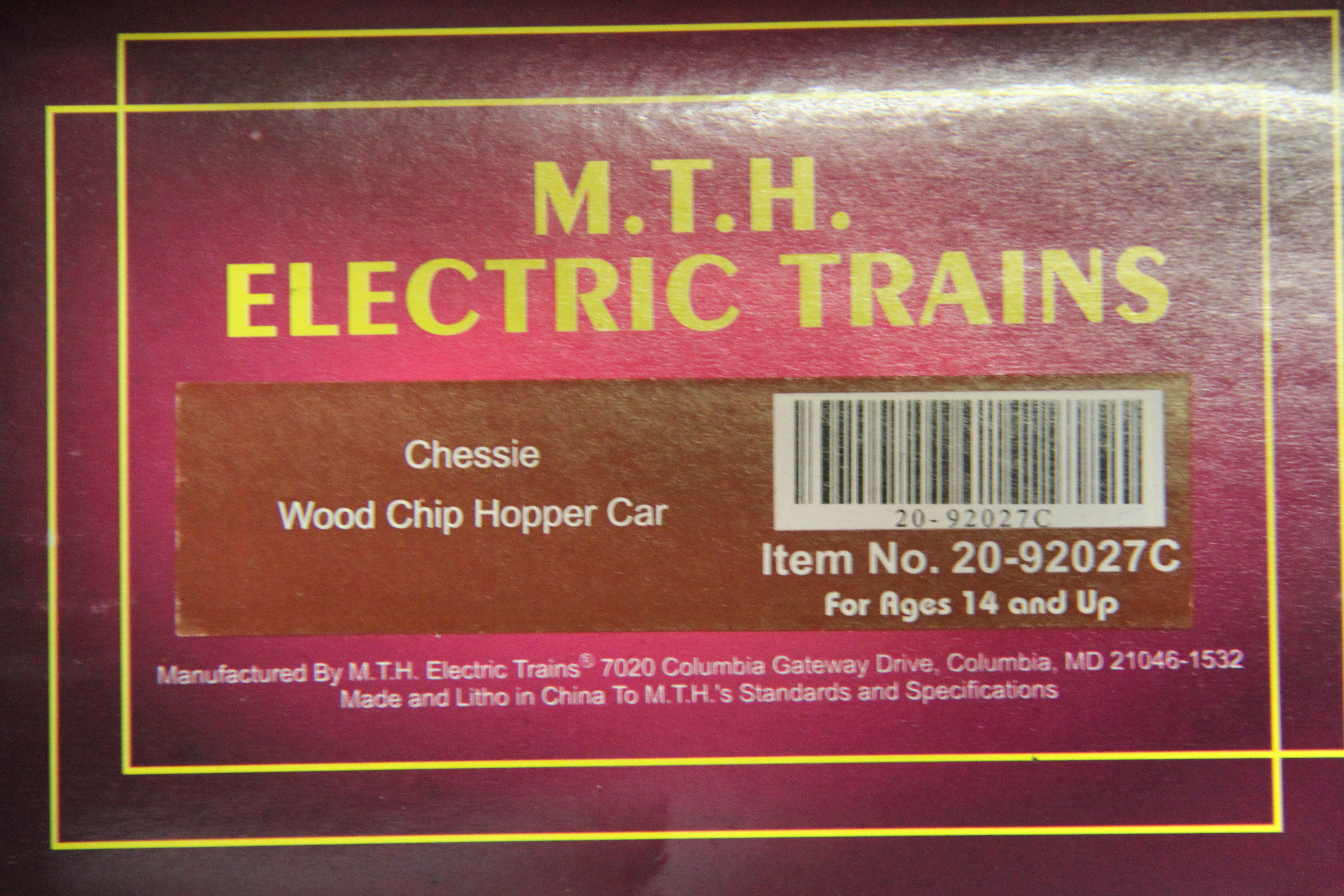 MTH 20-92027B, C, D Chessie Wood Chip Hopper Car-3 Car Set Set-Second hand-M5242