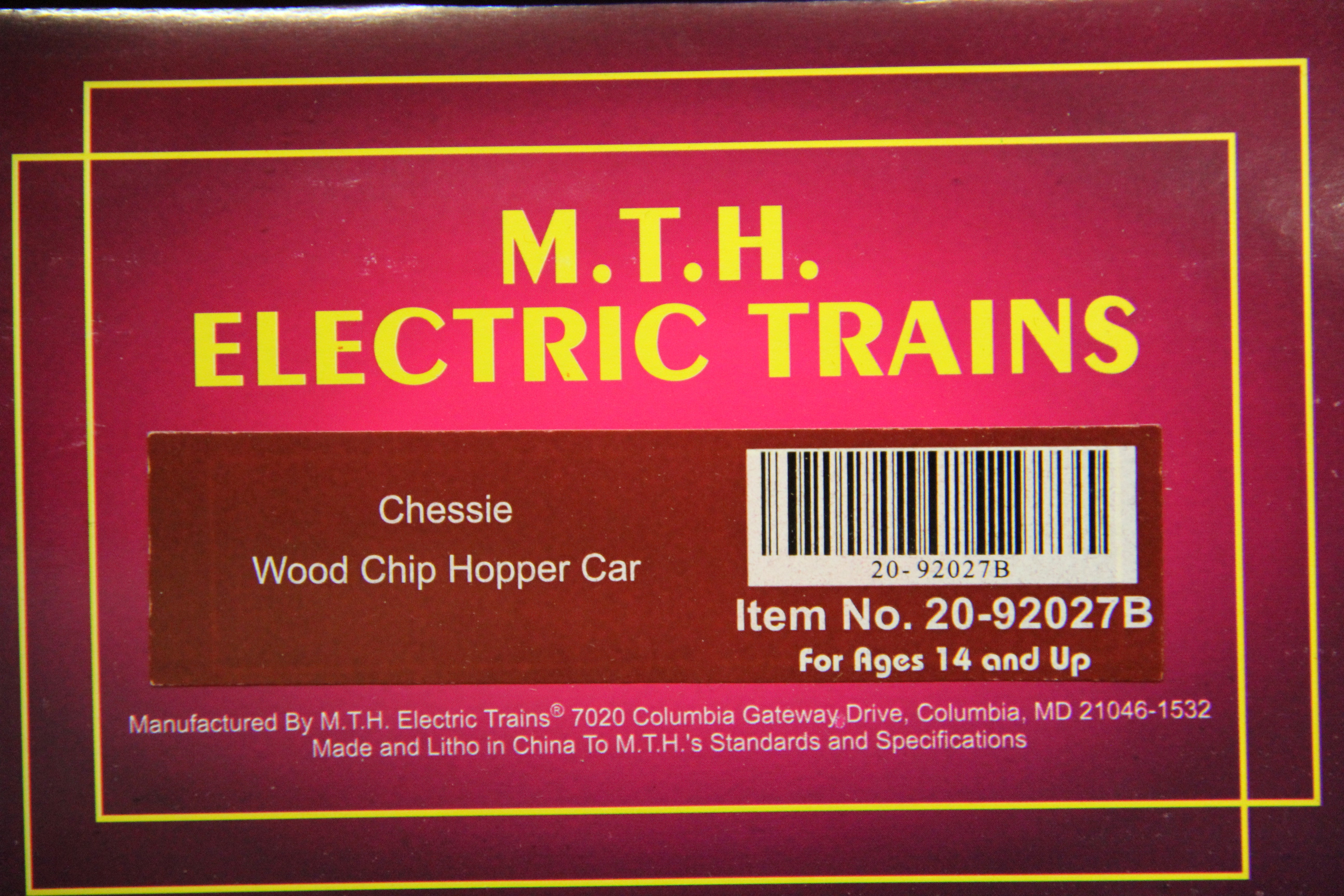 MTH 20-92027B, C, D Chessie Wood Chip Hopper Car-3 Car Set Set-Second hand-M5242