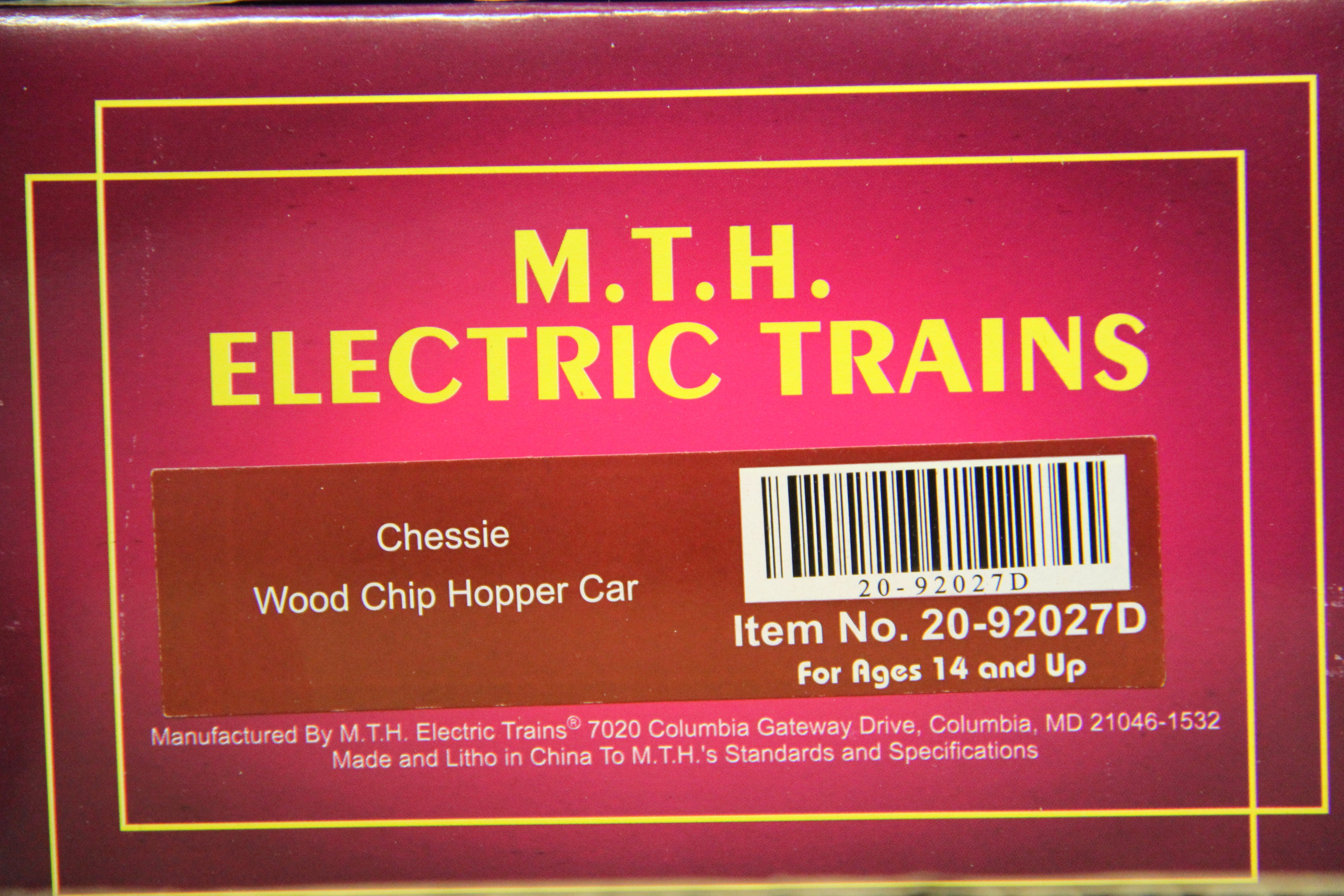 MTH 20-92027B, C, D Chessie Wood Chip Hopper Car-3 Car Set Set-Second hand-M5242