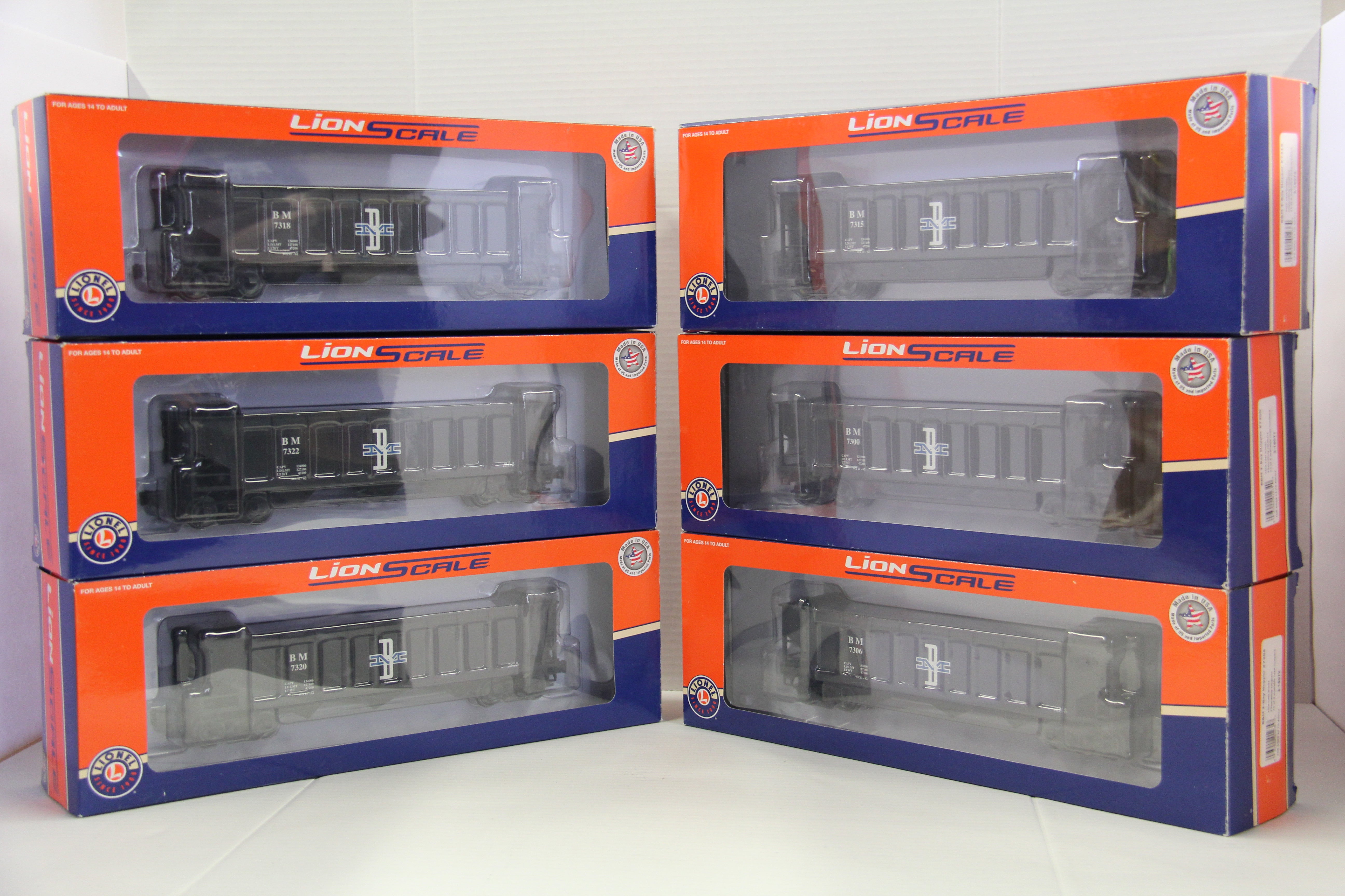 Lionel LionScale 3-16071, 72, 73, 74, 75, 76 Boston &Maine Offset 3-Bay Hopper- 6 Set -Second hand-M6836