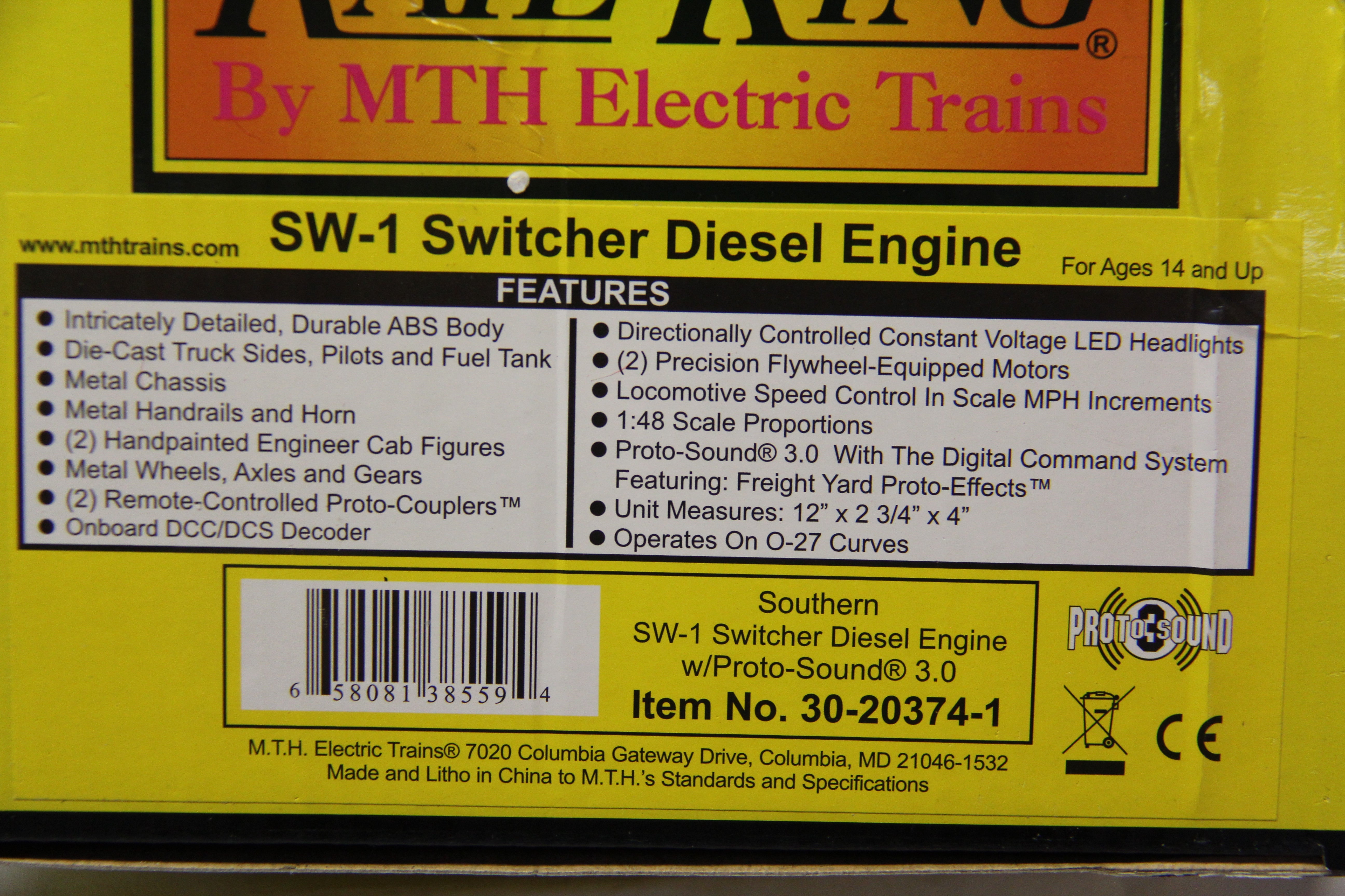 Rail King 30-20374-1 Southern SW-1 Switcher Diesel Engine-Second hand-M5271