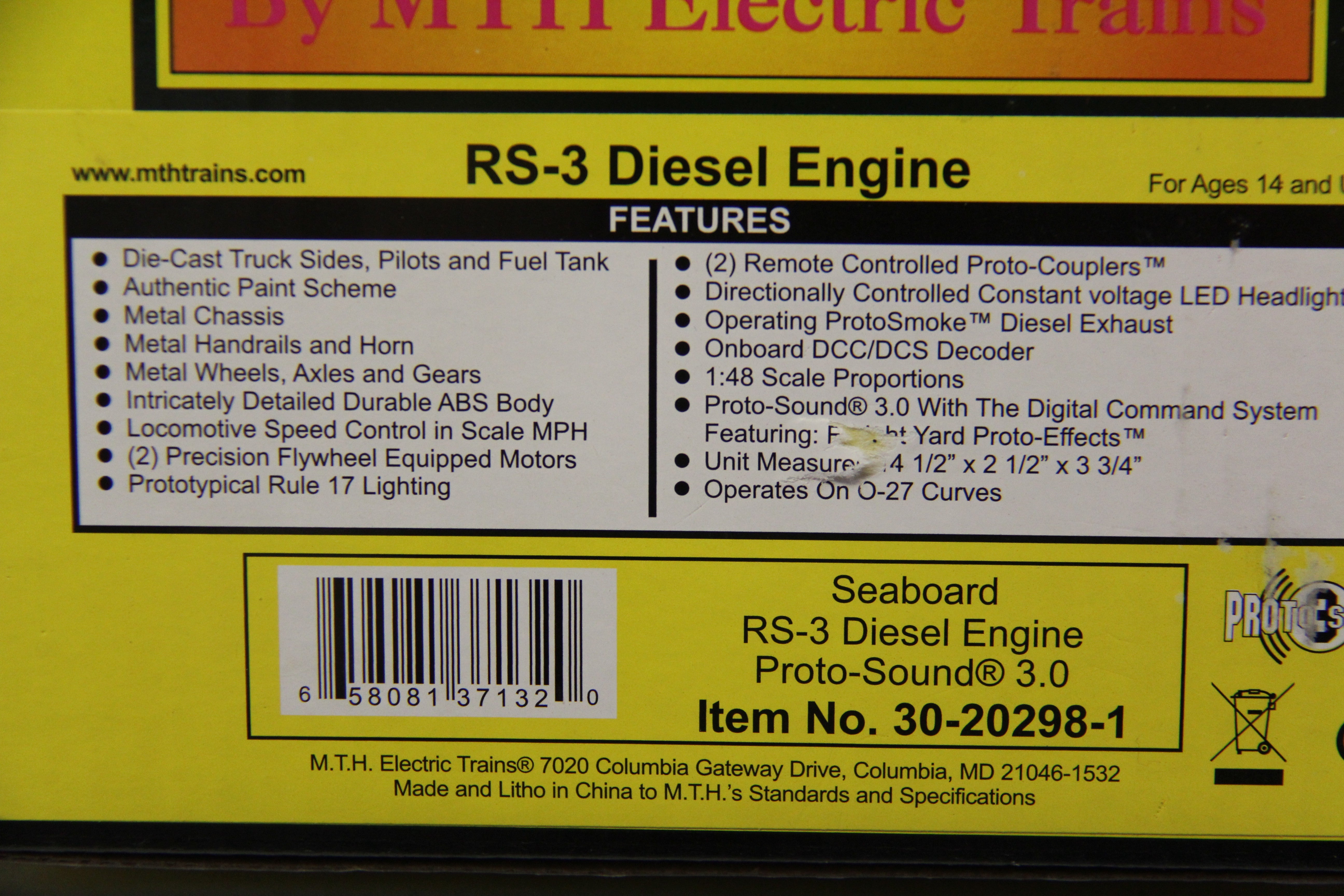 Rail King 30-20298-1 Seaboard RS-3 Diesel Engine-Second hand-M5273