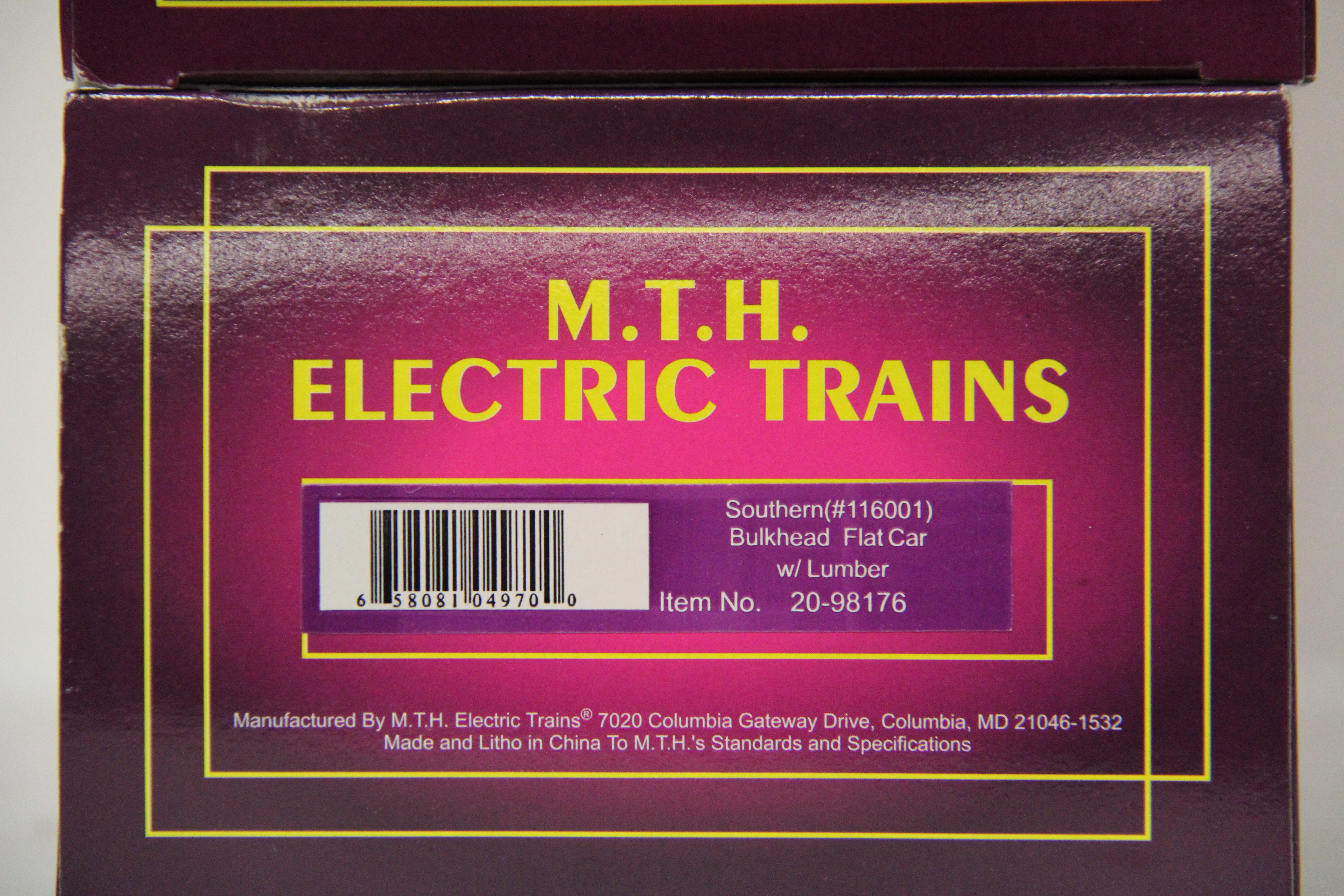 MTH 20-98176 Southern Bulkhead Flat Car w/ Lumber-2 Car Set -Second hand-M5314